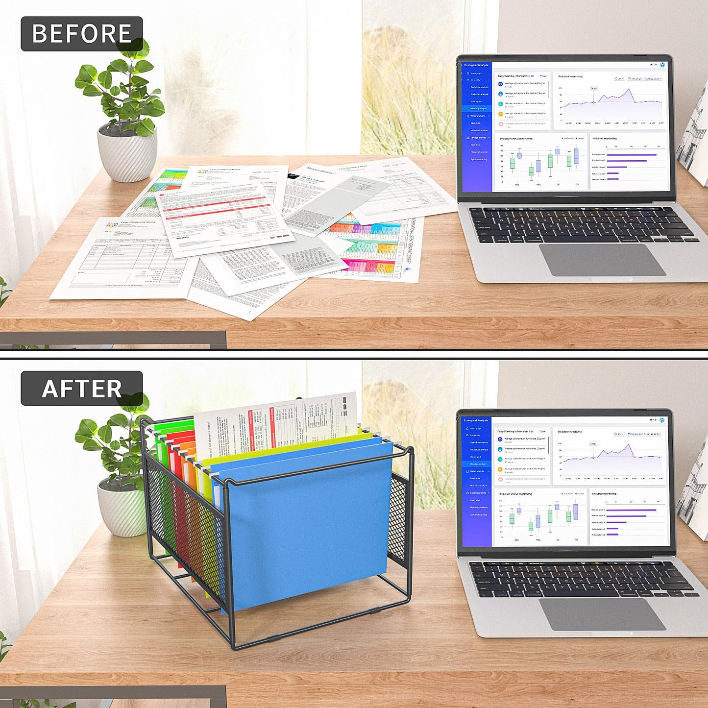 Fun storage Hanging File Folder Frame for Legal and Letter Size,Hanging File Organizer Holder Rack Hanging Folder Rails for Filing Cabinet Desk Drawer,15.2" L x 12.4" W x 10.5" H,2 Pack