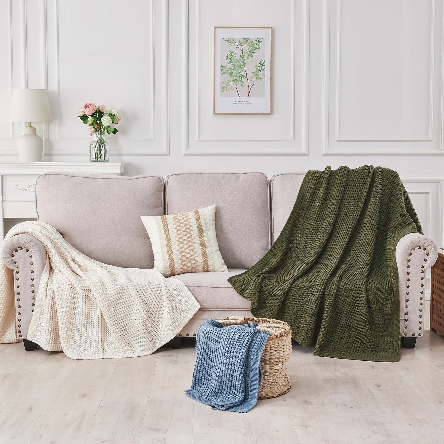 Douceur Brown Throw Blanket for Couch, Soft Chunky Cable Knit Throw Blanket, Classic Fisherman's Rib Stitch Pattern Throw for Living Room Gift, 50"X60"