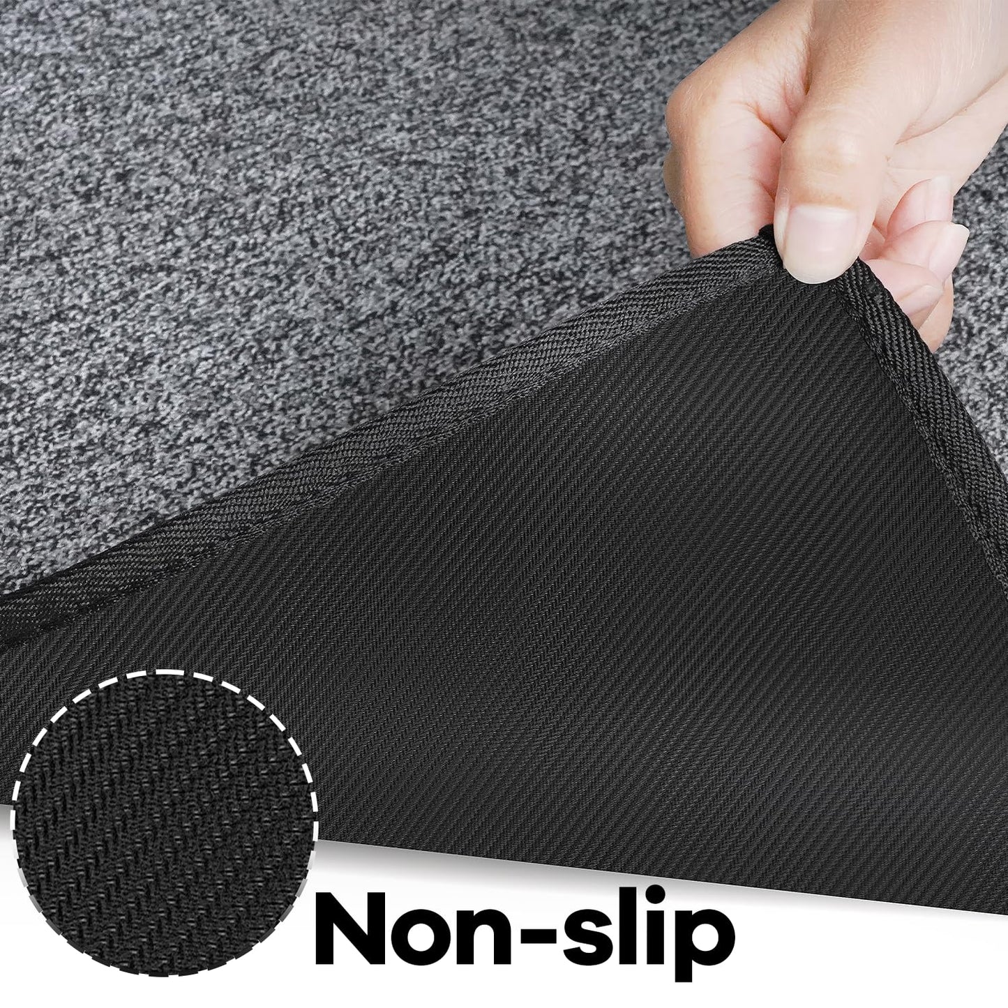 AREDO Runner Rug with Non Slip Rubber Backing, Washable Soft Floor Carpet for Kitchen, Hallway, Entryway Indoor, Bedroom, Laundry, Low Pile Area Rugs, Solid color with Pointillism style, 2*8 ft BLACK