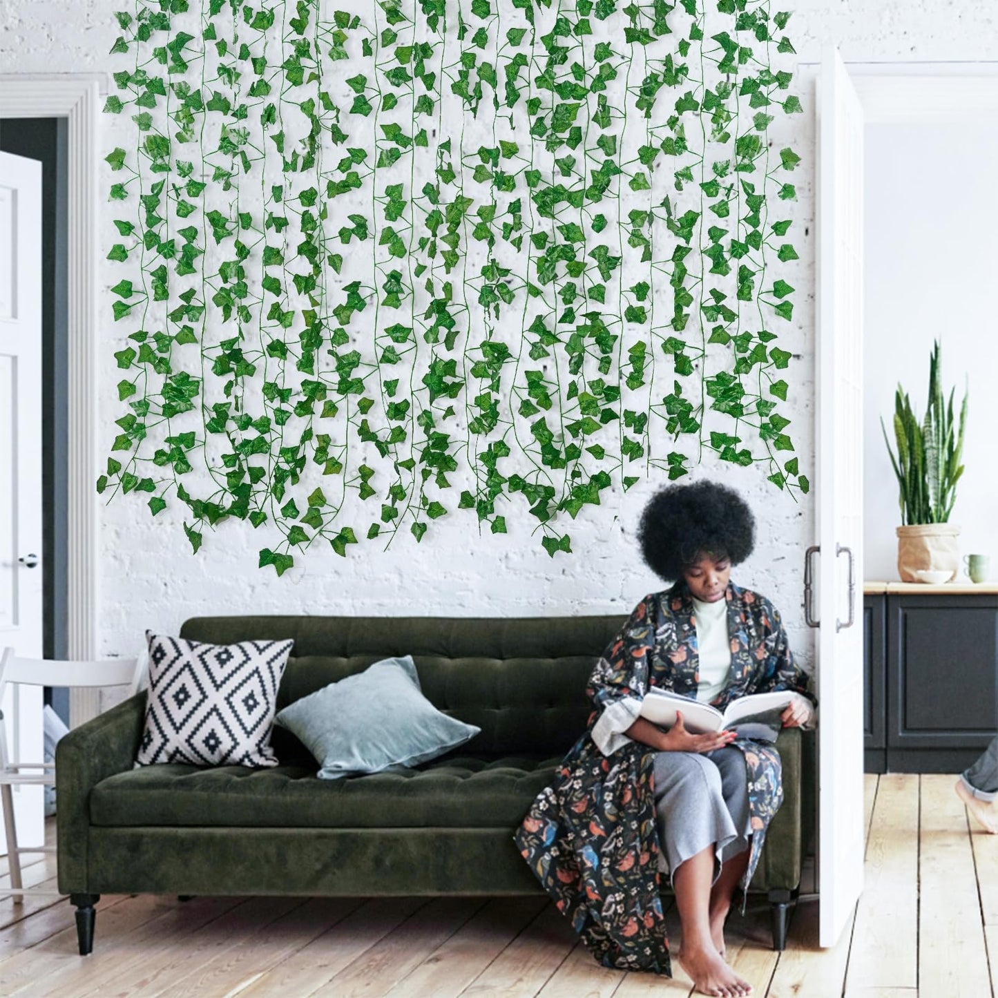 Freyalife Fake Vines for Room Decor (96 Pack 689Ft) Artificial Ivy Leaves Hanging Greenery Garlands for Home Bedroom Wall Wedding Christmas Party Office Patio Indoor Outdoor Garden Decor