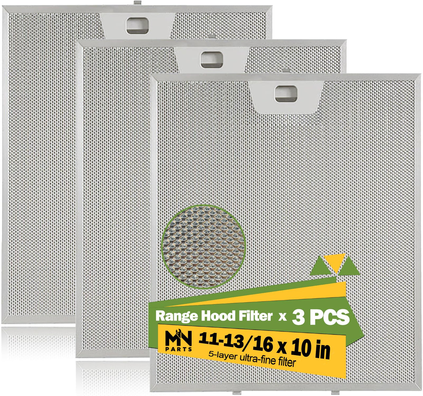 MNPARTS 3Pcs WB02X24871 Compatible with GE Range Hood Filter 11-13/16 x 10 in Range Hood Filter For JVW5361BJ1TS JVW5361EJ1ES JVW5361EJ2ES JVW5361SJ1SS UVW8364SP1SS