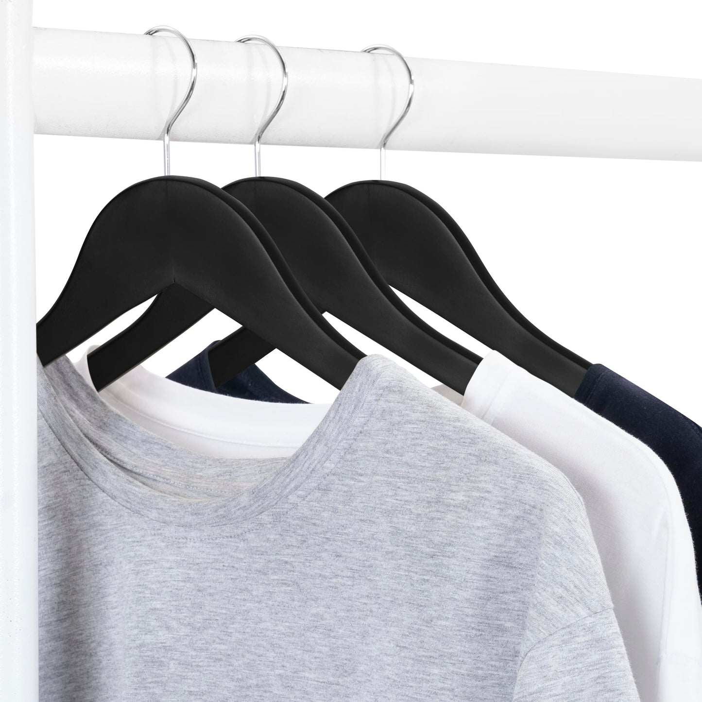 Black Wooden Hangers 20 Pack – Luxury Non Slip Lotus Wood Clothes Hangers with Velvet Bar, 360° Swivel Hook, Heavy Duty Suit & Coat Hangers for Pants, Jackets & Closet Organization – SAMSARC