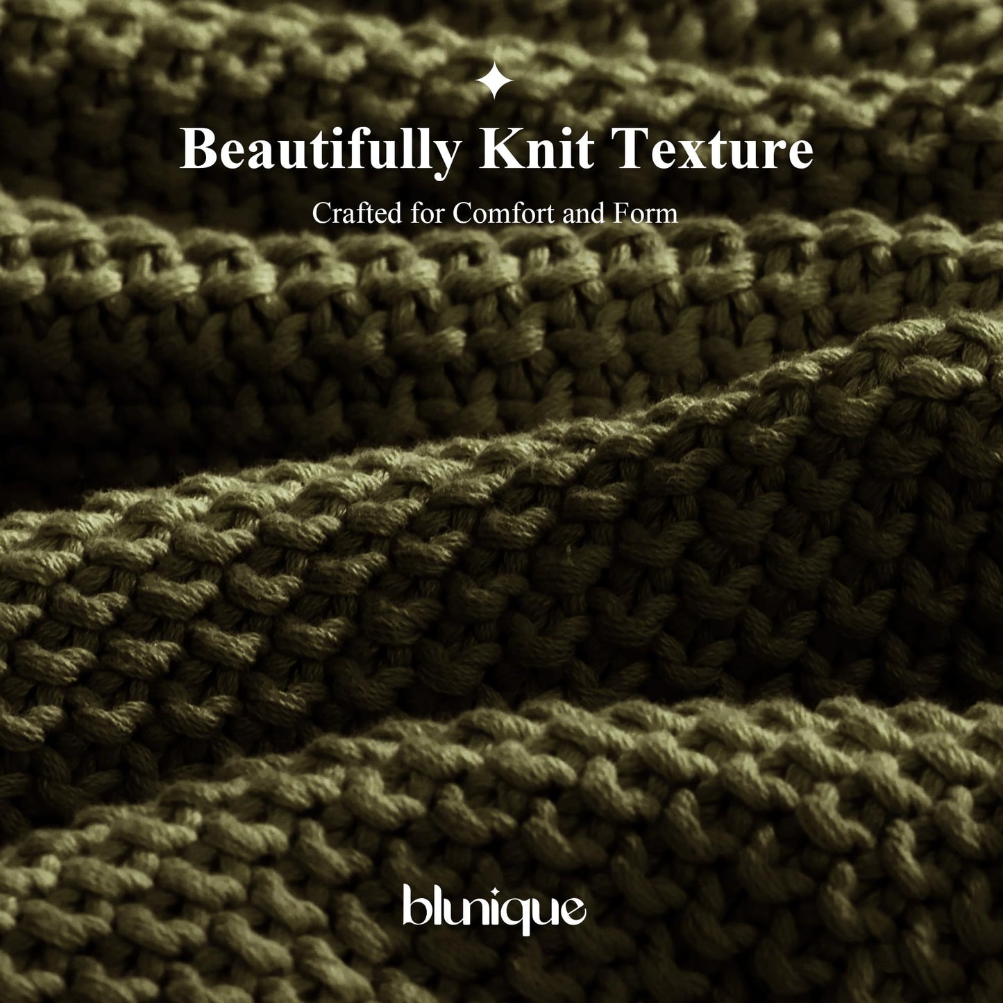 blunique 100% Cotton Cable Knit Throw Blanket, Lightweight Soft Knit Blanket for Sofa Couch Bed, Breathable All-Season Throw, Cozy Decorative Blanket, 50 x 60 Inch,Olive Green