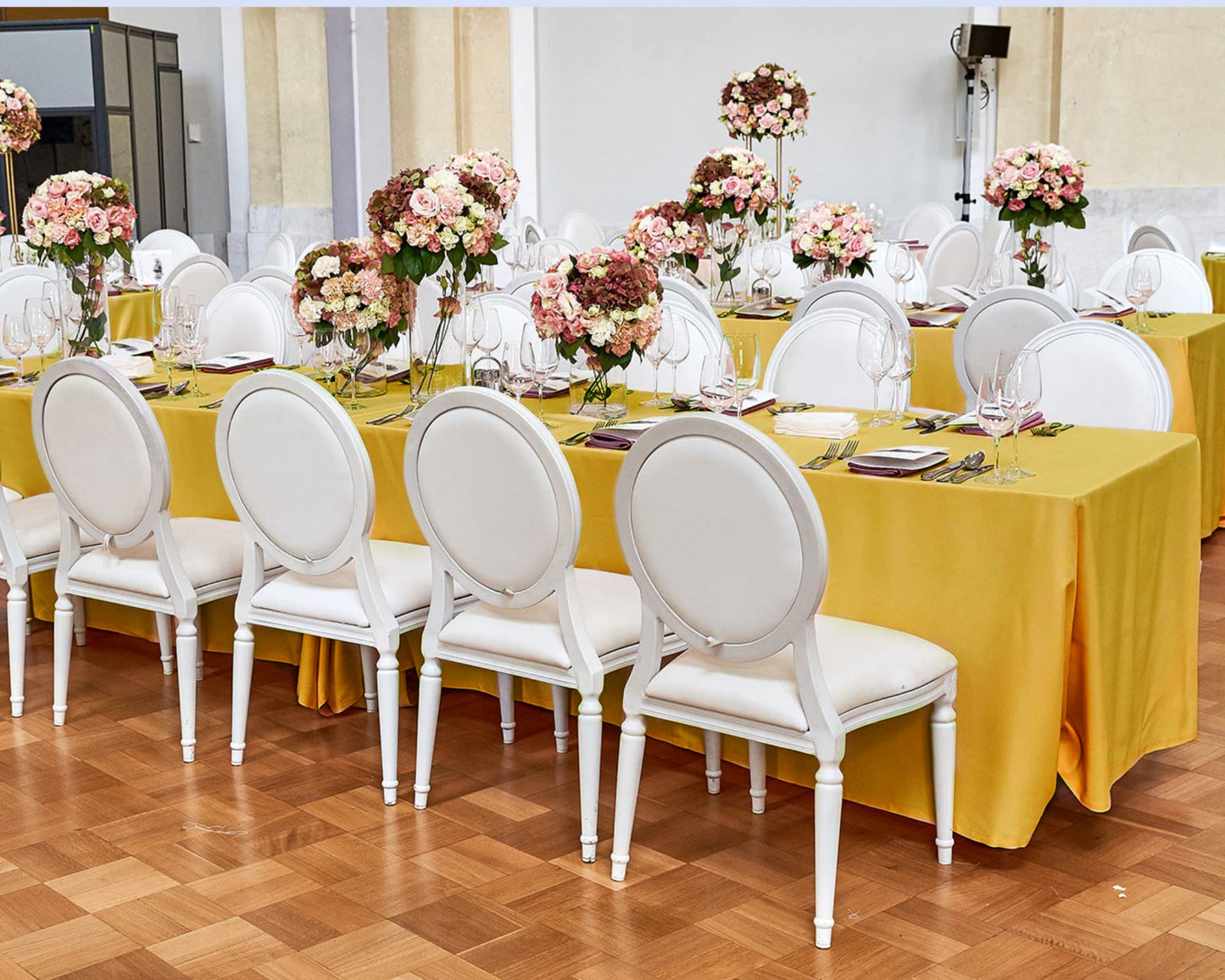 12 Pack Satin Polyester Tablecloth Rectangle Table Cloth Bright Silk Tablecloth Smooth Fabric for Wedding Banquet Party Events Birthday Celebration Anniversary Engagement Table Decor(57"x108",Gold)