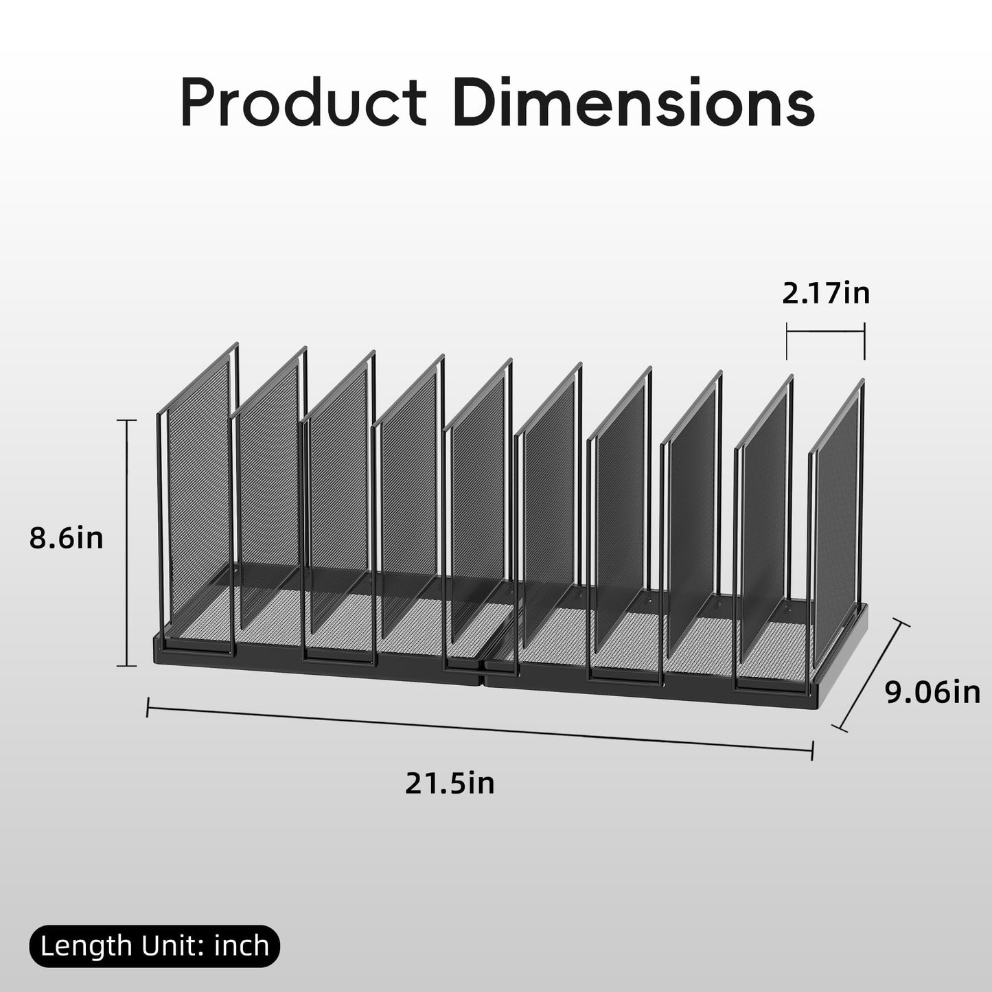 JMHUD 9-Section Desk File Organizer, Vertical File Holder, Mesh Desktop File Folder Metal File Organizer Stand for Office Home Classroom, Black, 2 Pack