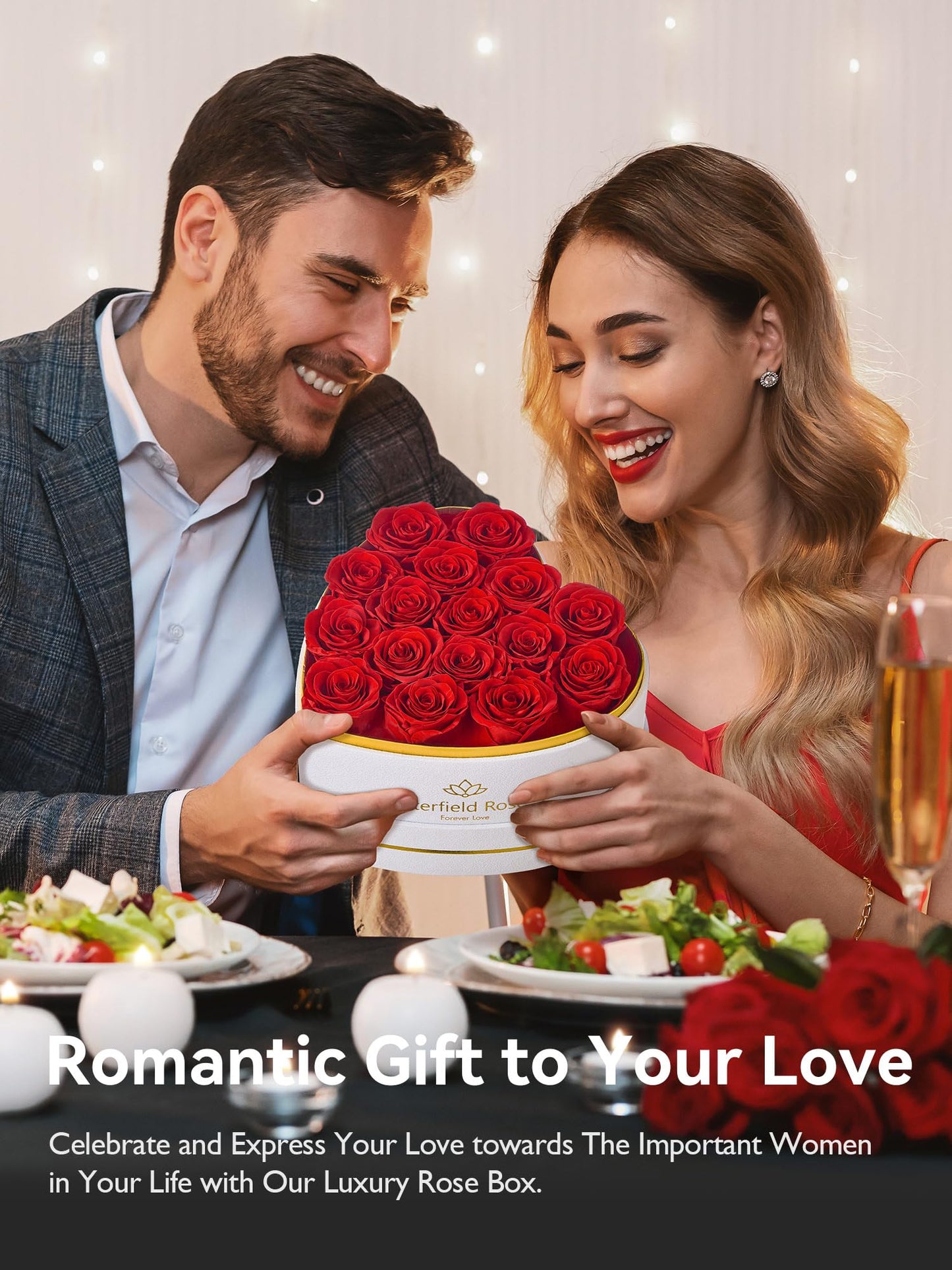 Eterfield 16 Forever Flowers in Heart Shape Box, Preserved Roses That Last a Year Preserved Flowers Birthday Gifts for Her Mom Women Wife Anniversary Valentines Day Mothers Day Christmas, Red