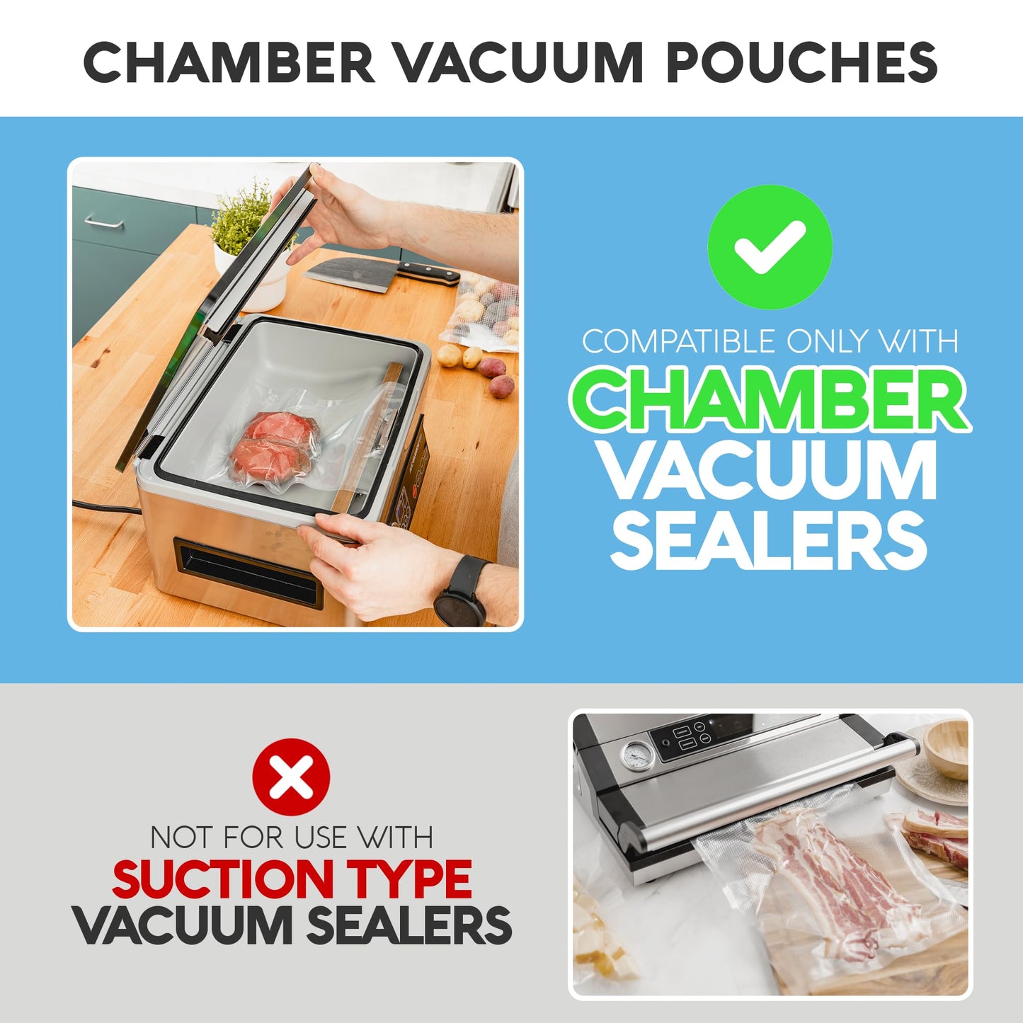 Avid Armor Chamber Vacuum Sealer Bags – Heavy Duty, BPA-Free, Pre-Cut Chamber Vacuum Bags for Food Preservation, Freezer Storage, Sous Vide and more, 250/Pack (10x13) – Multi-Use Vacuum Bags