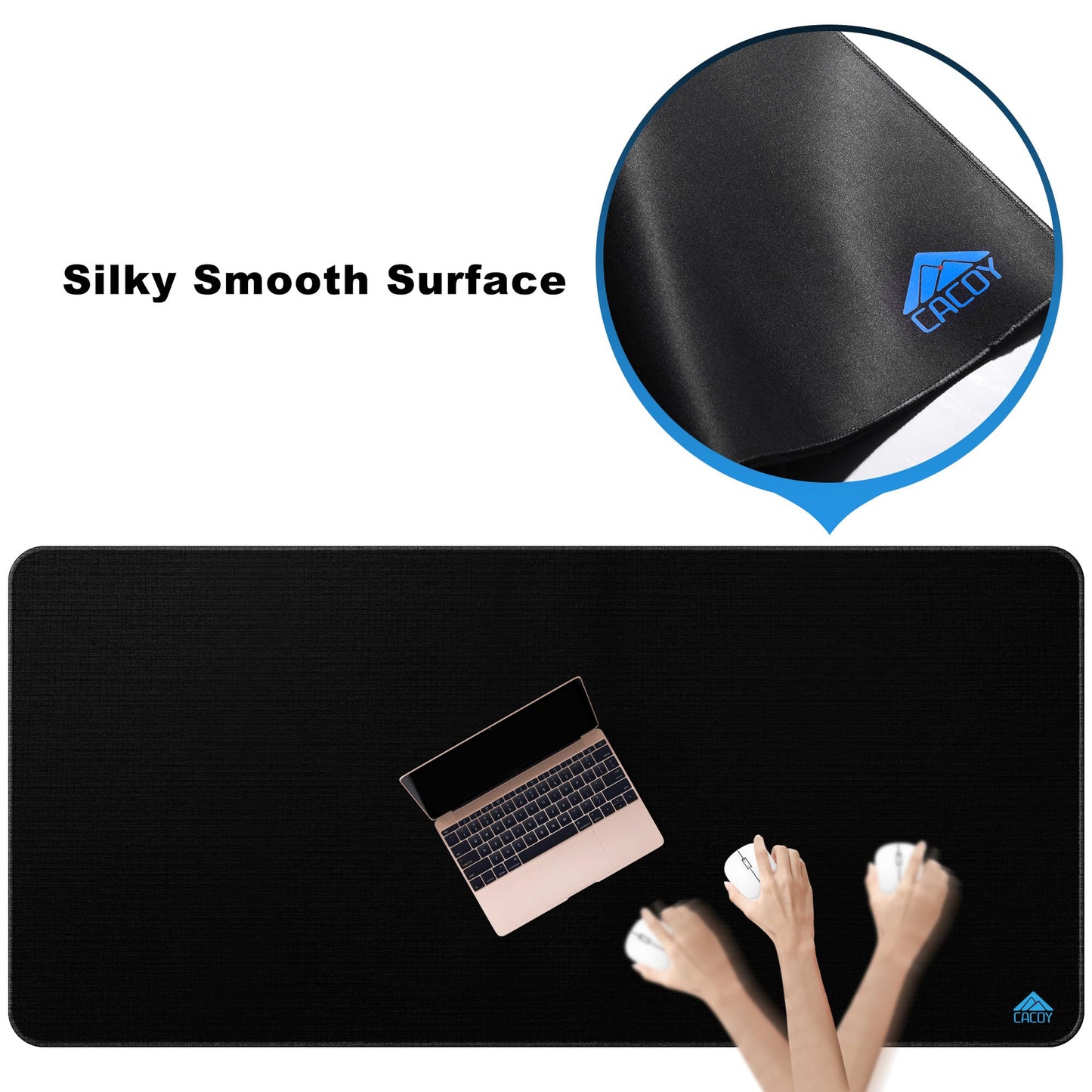 Cacoy 55" x 24" Extended Gaming Mouse Pad, XXL Large Mousepad for Full Desk, Oversized PC Computer Mouse Mat with Smooth Tracking Surface and Stitched Edge, Non-slip Rubber Base Office Desk Mat, Black