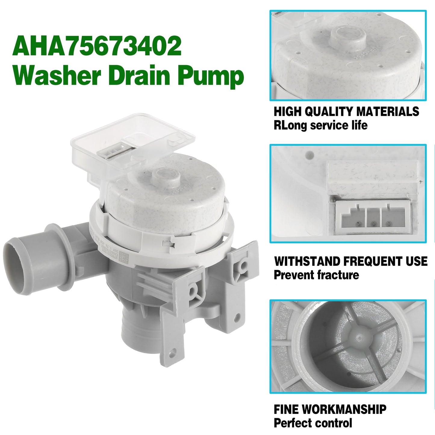 Upgraded AHA75673404 AHA75673402 Washer Drain Pump Assembly for LG Washing Machine Drain Pump Replace AP6978814 PS12748410 WT7405CW WT7250CW WT7405CW 2 Year Guarantee