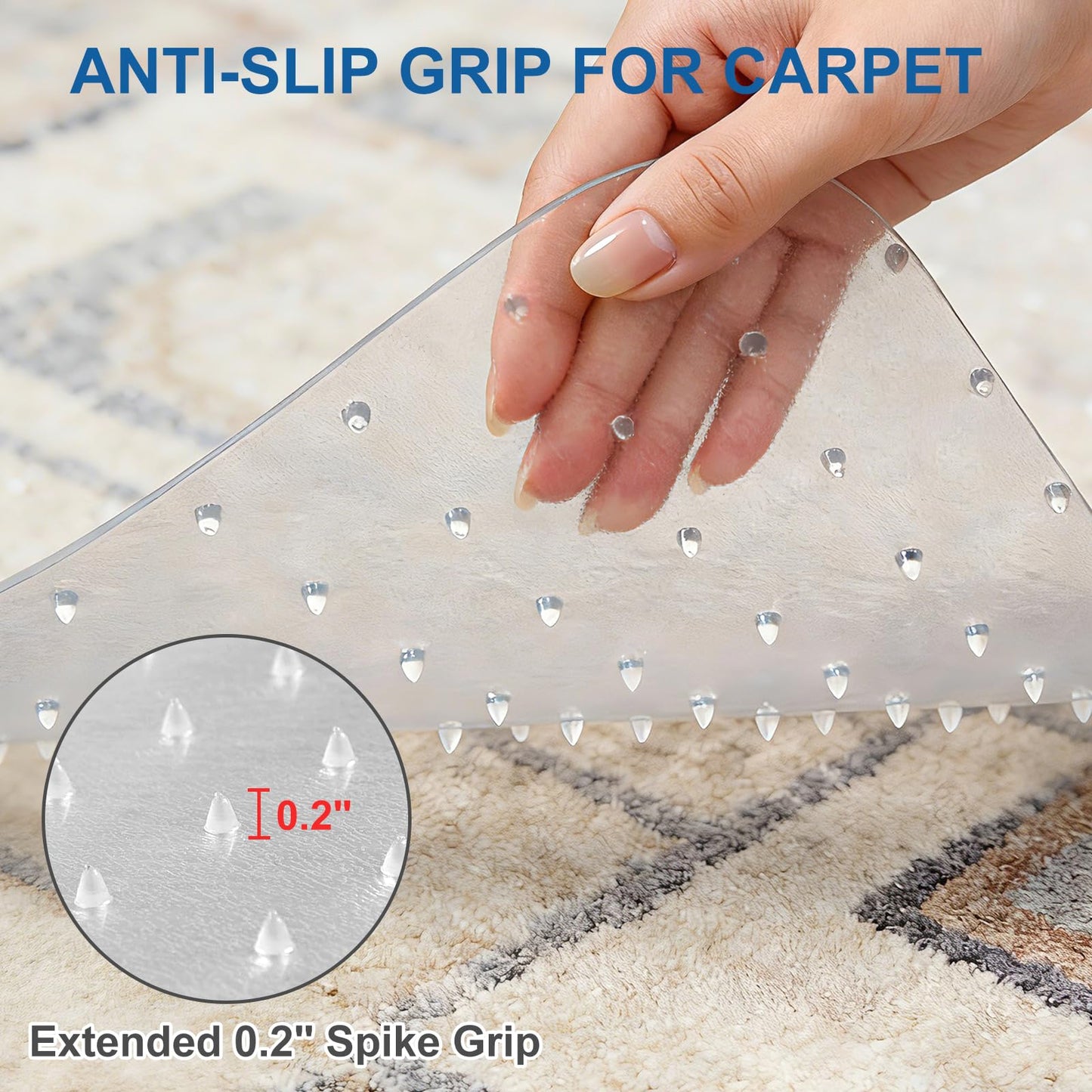 Chair Mat for Carpet, YOOMAYA 46" x 60" Office Chair Mat for Carpeted Floors, Easy Gliding Under Desk Carpet Protector, Slip Resistant Heavy Duty Plastic Floor Mat for Home, Gaming, Study Room (Clear)