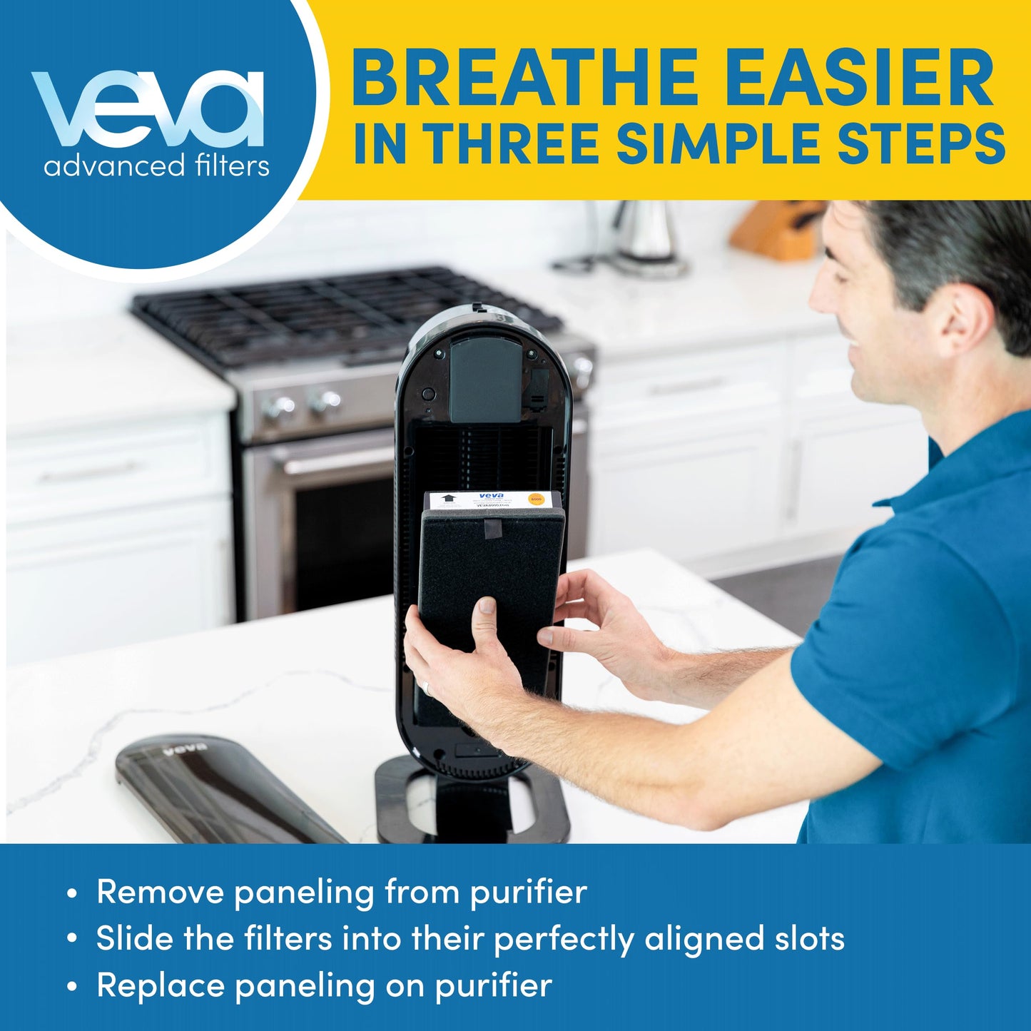 VEVA Genuine 8000 Elite Pro Series Air Purifier 2 HEPA Filters & 8 Carbon Pre-Filters - Removes Allergens, Smoke, Dust, Pet Dander & Odor Air Cleaner Home & Office