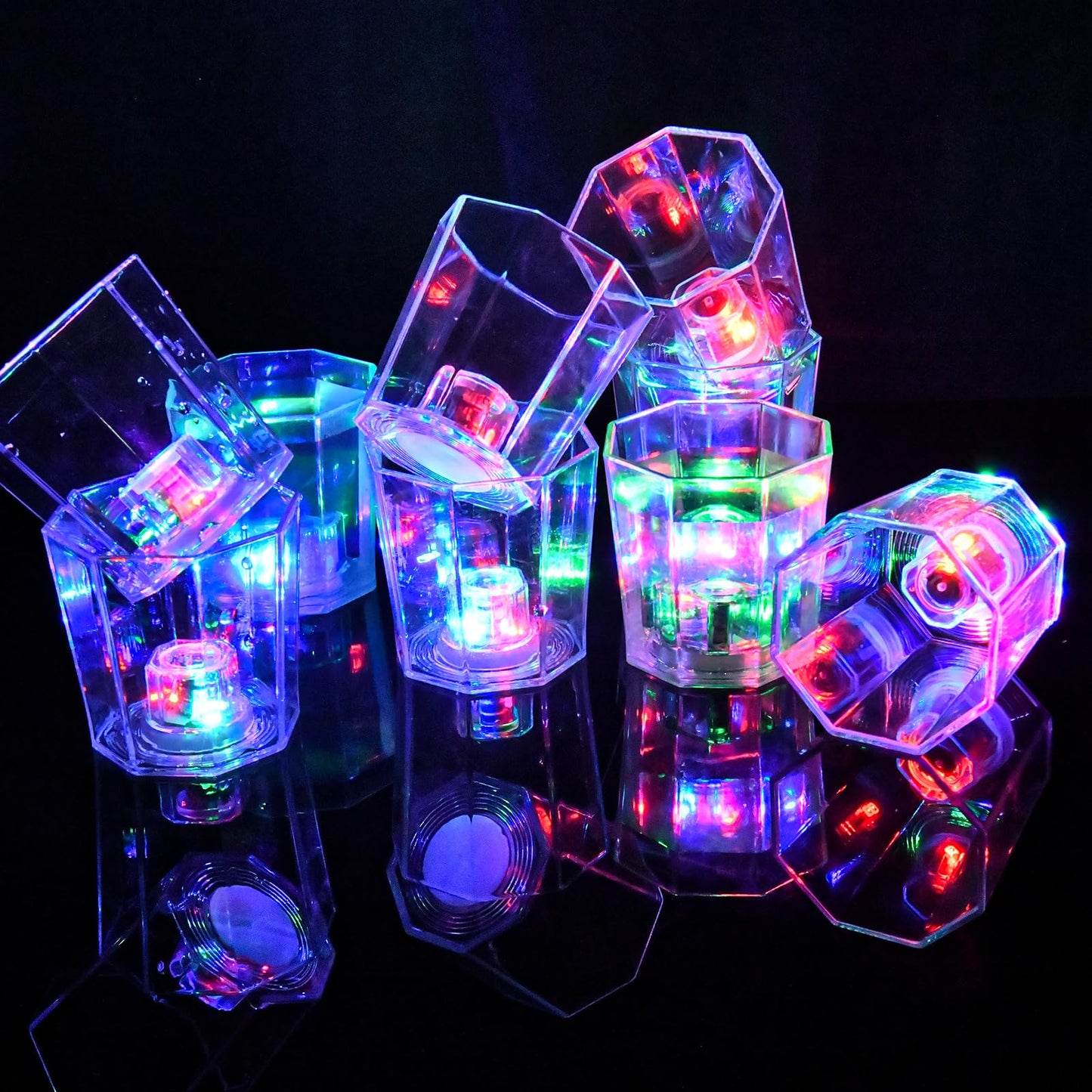 JTWKING Light Up Shot Glasses Set of 24 Party Favors Adults Shot Cups for Party LED Flash Light Up Drinking Glasses Glow in the Dark Shot Glasses for Birthday Valentine Day Weddings Festivals etc