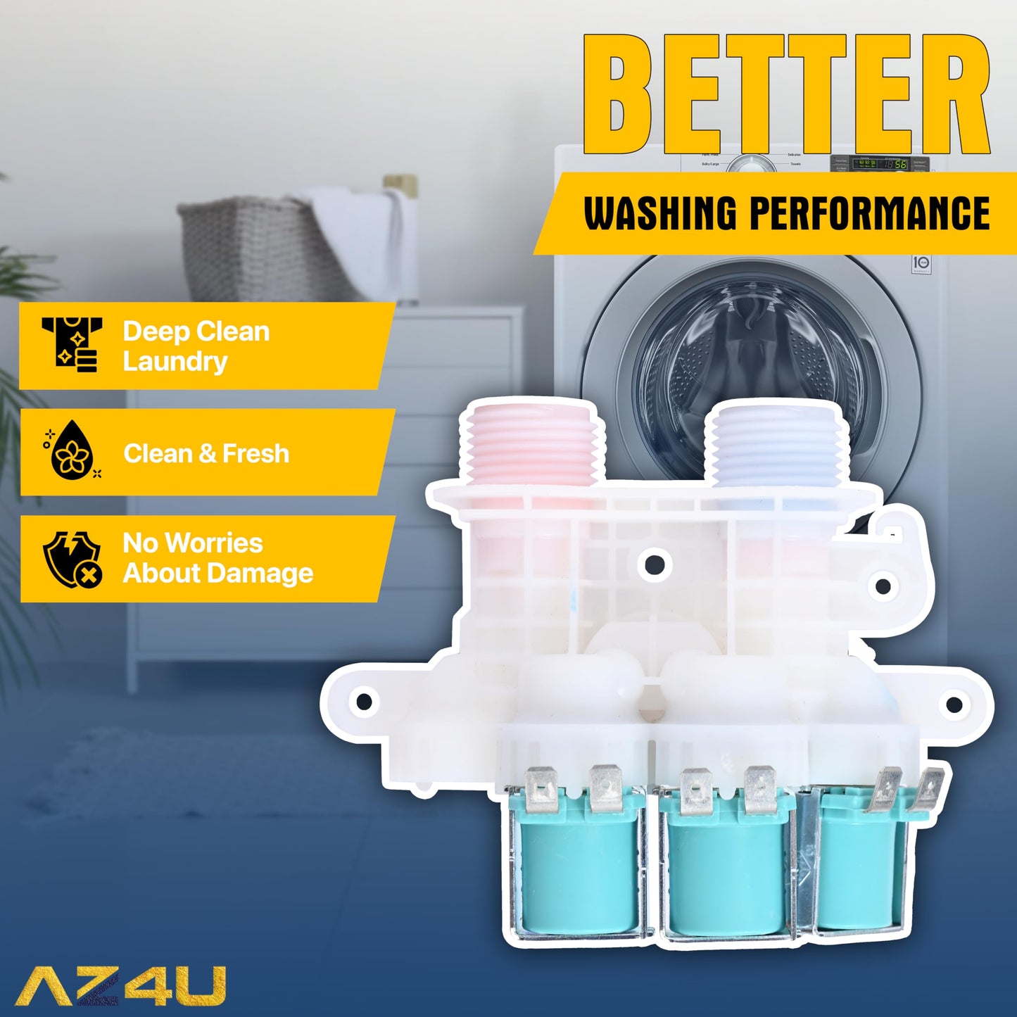 Washer Water Inlet Valve Replaces For Whirlpool Cabrio WTW7000DW0 WTW7300DW1 WTW8040DW0 WTW7040DW1 WTW8040DW4 WTW7300DW0 WTW7040DW0 WTW8040DW2 WTW6120HW0 WTW7120HW0 WTW7000DW3 WTW8000DW0 WTW8000DW
