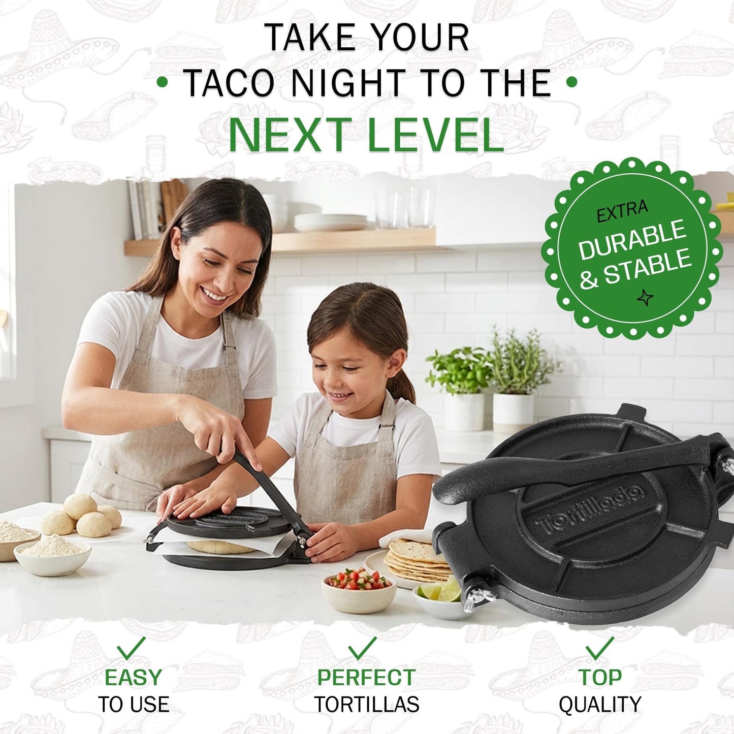 Tortillada – Premium Tortilla Press Cast Iron with Recipes E-Book (12 Inch)