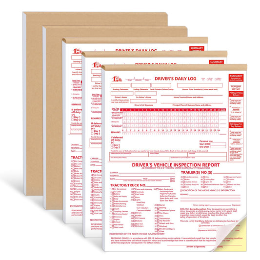 5 Pcs 8.5x11inch 2-in-1 Driver Log Books for Truckers Dot Log Book Driver Vehicle Inspection Report Log Books with Detail Backup Truck Inspection Forms 2-Ply Carbonless for Drivers （Large Size)