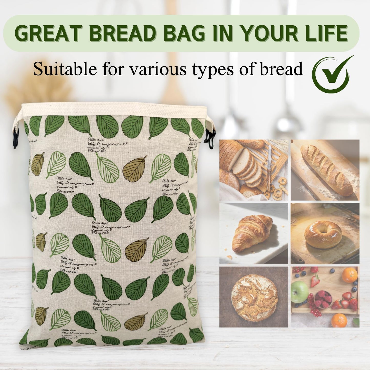 2 Pack Beeswax Bread Bags for Homemade Bread with Zipper, Large 13x17'' Reusable Beeswax Sourdough Bread Storage Bag, Keep Loaves Fresh Longer, Freezer Safe & Airtight, Natural, Zero Waste