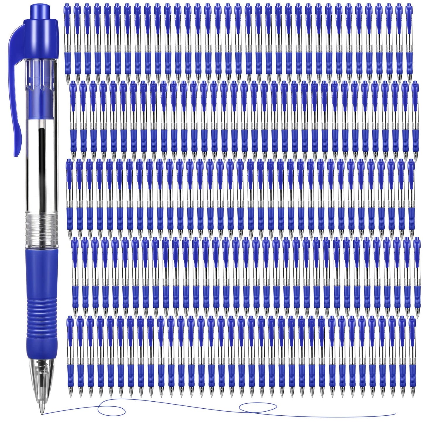 Fainne 200 Pack Retractable Ballpoint Pen 1.0 mm Medium Point Refillable Smooth Click Writing Pens With Grip for Work Journal Writing Office School Supplies(Blue Ink)