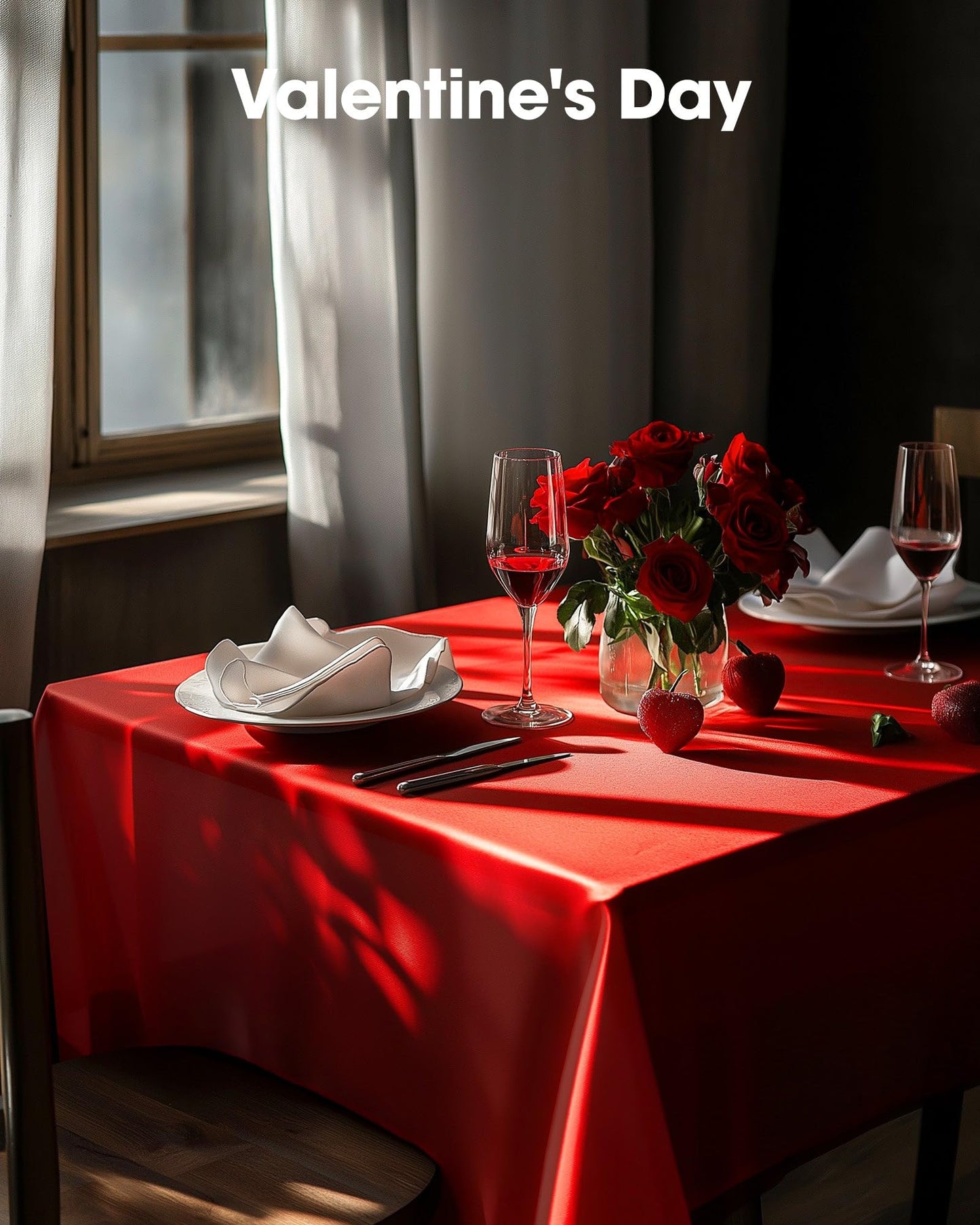 Pureegg Plastic Table Cloth Disposable 10 Pack, 54 x 108 Inch Table Cloths, Valentines Day, Thanksgiving, Christmas Decorations, Fall Tablecloths, Rectangle, Plastic Cover, Leakproof & Sturdy, Red
