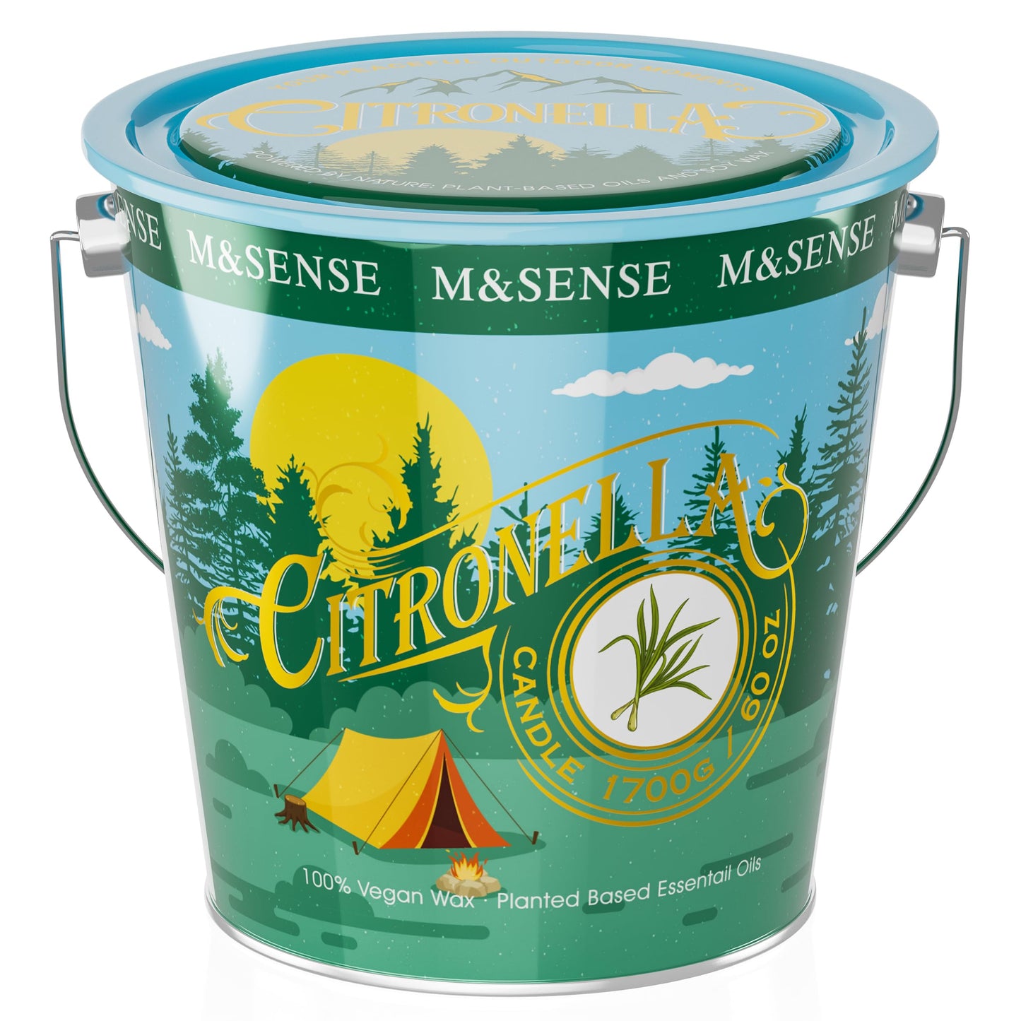Large Citronella Candles Outdoor 60 oz,Big Outdoor Summer Candle,Large Citronella Candle for Patio,Big Camping Candles,370 Hours Burn Time,Nature Soy Wax