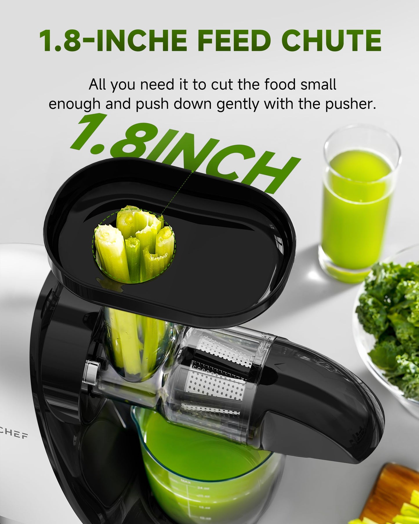 Juicer Machines - AMZCHEF Cold Press Masticating Juicer whole Fruit and Vegetable - Delicate Chew No Need to Filter - BPA Free Juice Extractor with 2 Cups and Brush- Pear White