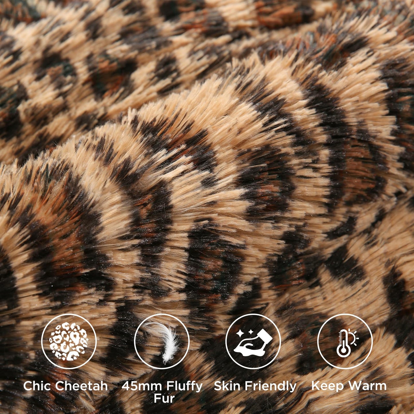 Melo10PM Cheetah Print Fluffy Faux Fur Comforter Set Full Size, 3 Pieces Brown Leopard Plush Shaggy Fuzzy Bedding Set, Ultra Soft Luxury Furry Boho Animal Print All Season Comforter for Women Girls