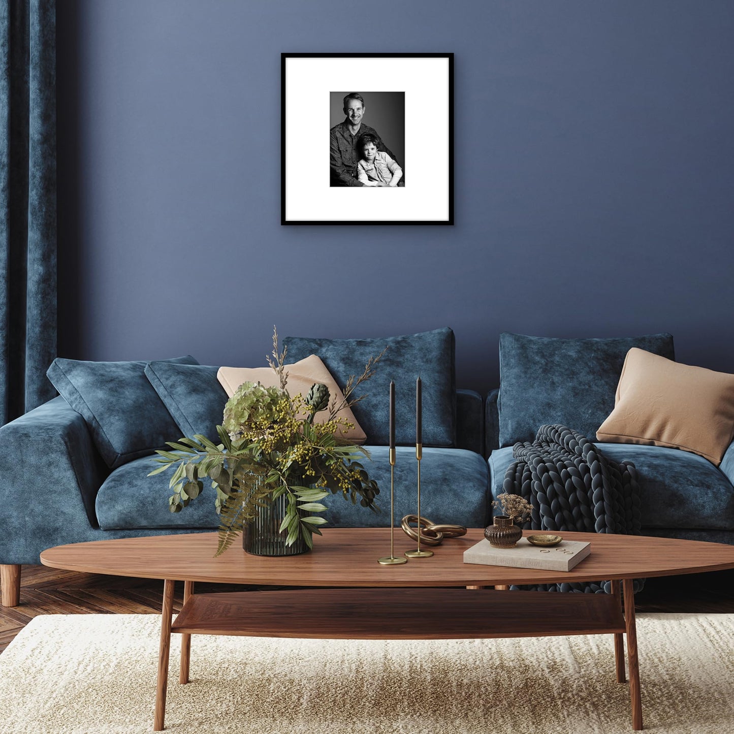 Americanflat 24x24 Picture Frame with Polished Plexiglass - Use as 11x14 Frame with Mat or Display 24x24 Photo Without Mat - Streamline Collection - Thin Border Square Frames for Wall Display - Black