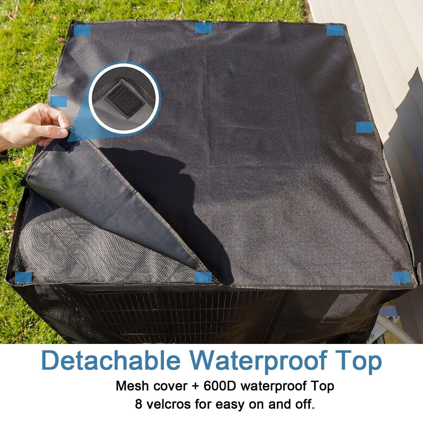 Air Conditioner Covers for Outside with 600D Detachable Breathable Waterproof Top, Winter AC Unit Covers Outdoor Against Cottonwood, Leaves, Snow (36"L x 36"W x 40"H)