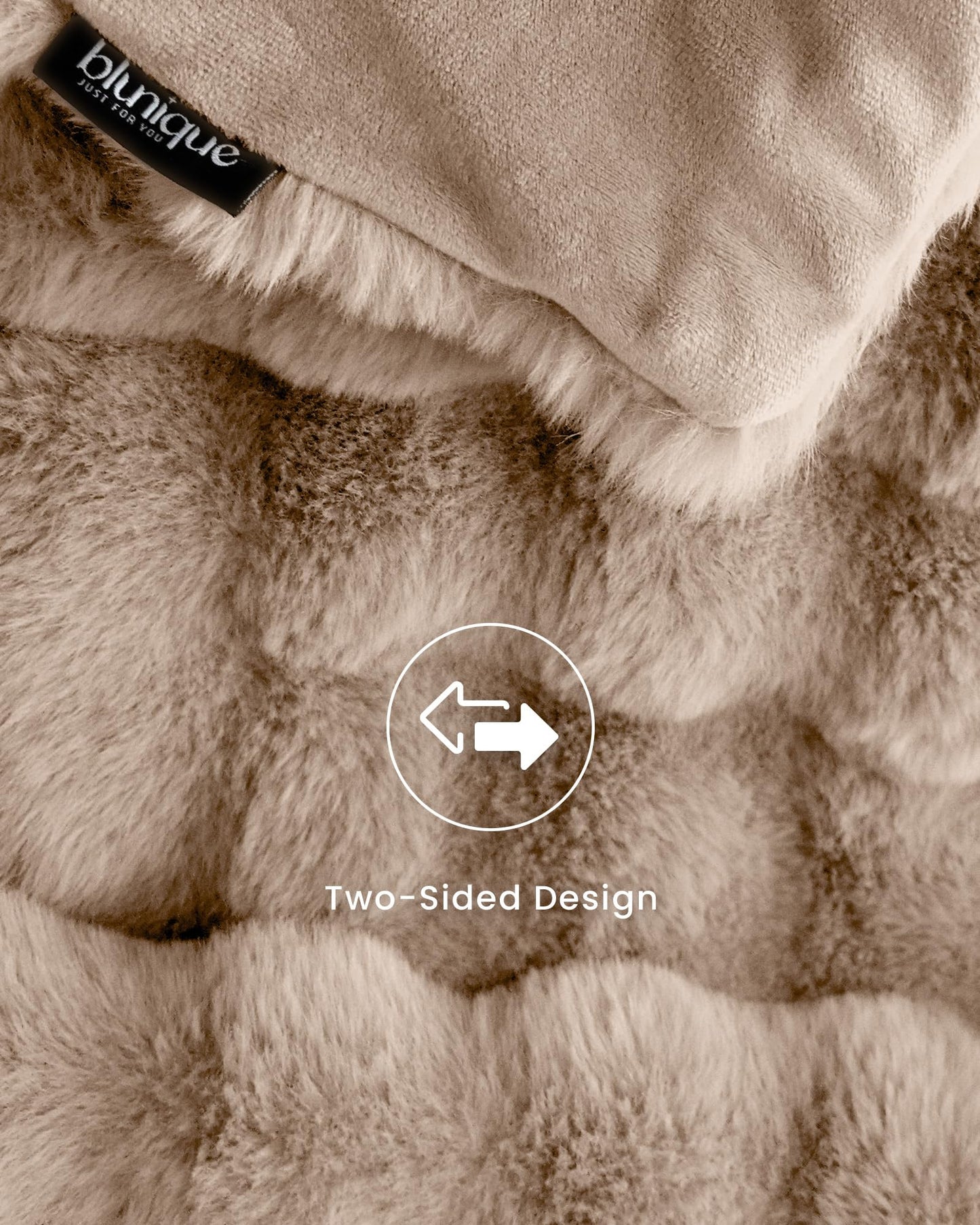 blunique Ultra Soft Cozy Faux Fur Throw Blanket, Fuzzy Plush Thick Bubble Blanket, Oversize Luxury Fluffy Blanket for Couch, Sofa, Bedroom, and Living Room, 50x60 Inches, Light Brown