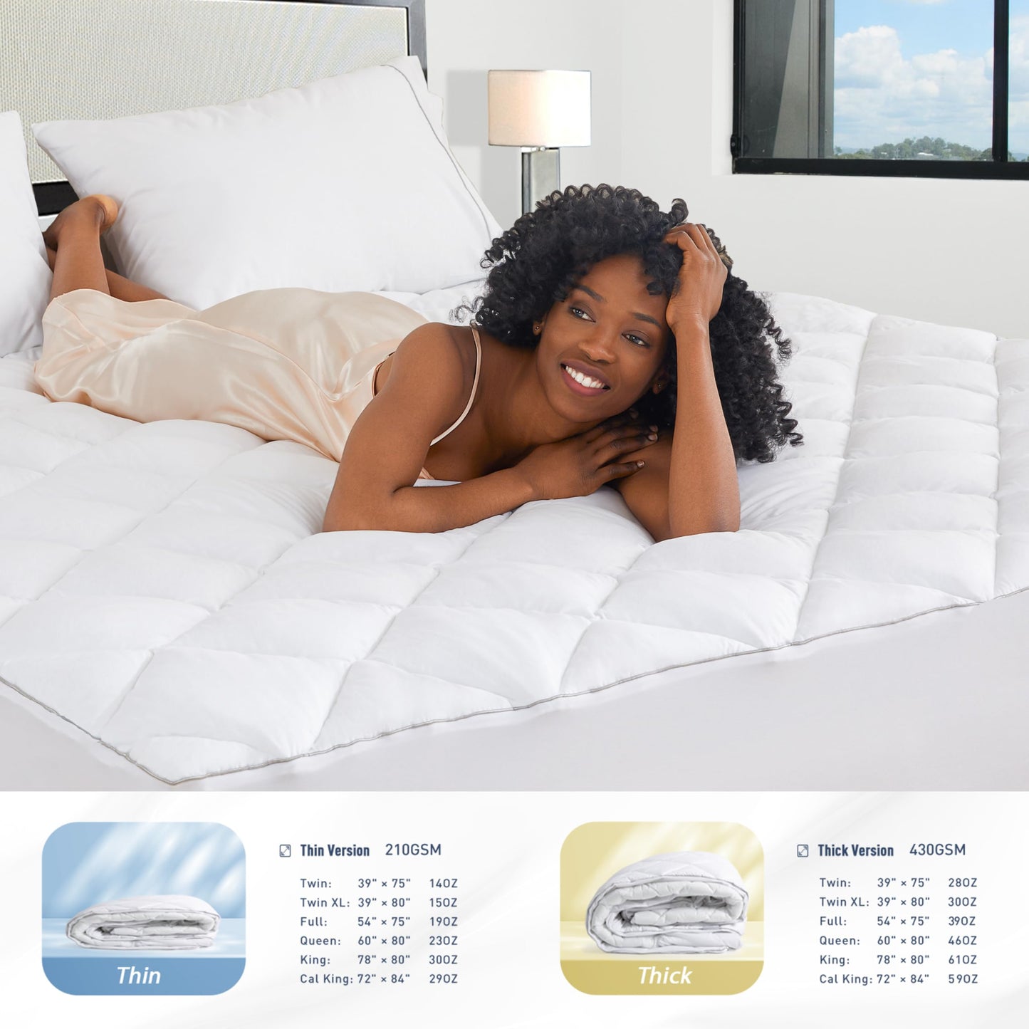 Sunflower Queen Mattress Pad Cover, Cotton Mattress Cover Hypoallergenic, Extra Deep Pocket 18"-22" Quilted Mattress Protector Queen Size Thin Version, Soft Breathable and Noiseless