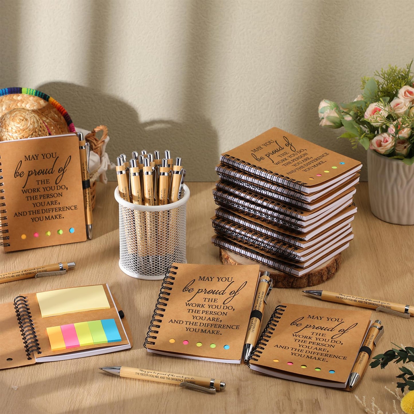 Moinchore 30 Sets End of Year Student Gifts Employee Appreciation Gifts Inspirational Spiral Notebooks with Sticky Notepad and Pen for Graduation Student Teacher Staff CNA Week (May You Be Proud)