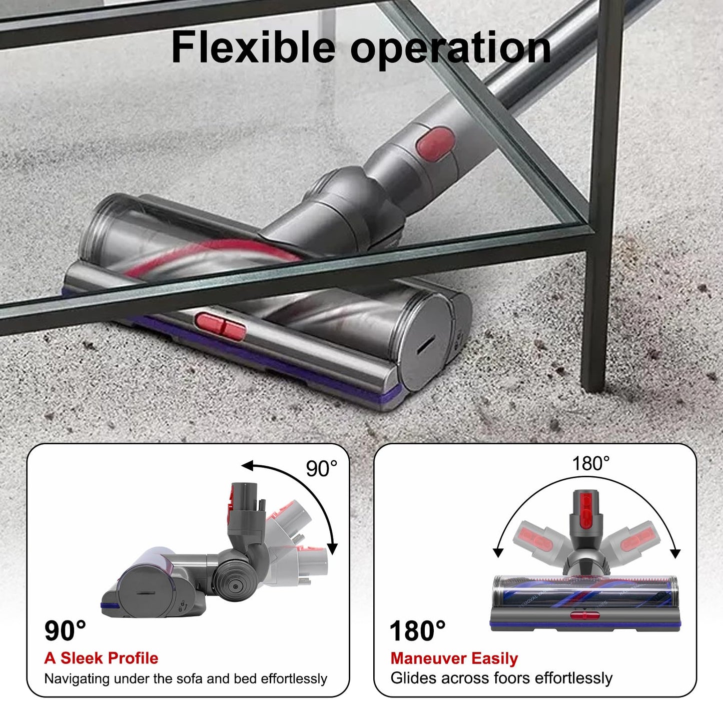 Coodss High Torque Brush Head Replacement for Dyson V11 V15 V10 V8 V7 Vacuum Cleaners, Anti-Tangle Brush, Three Adjustable Suction Modes, Suitable for Hardwood Floor Carpets