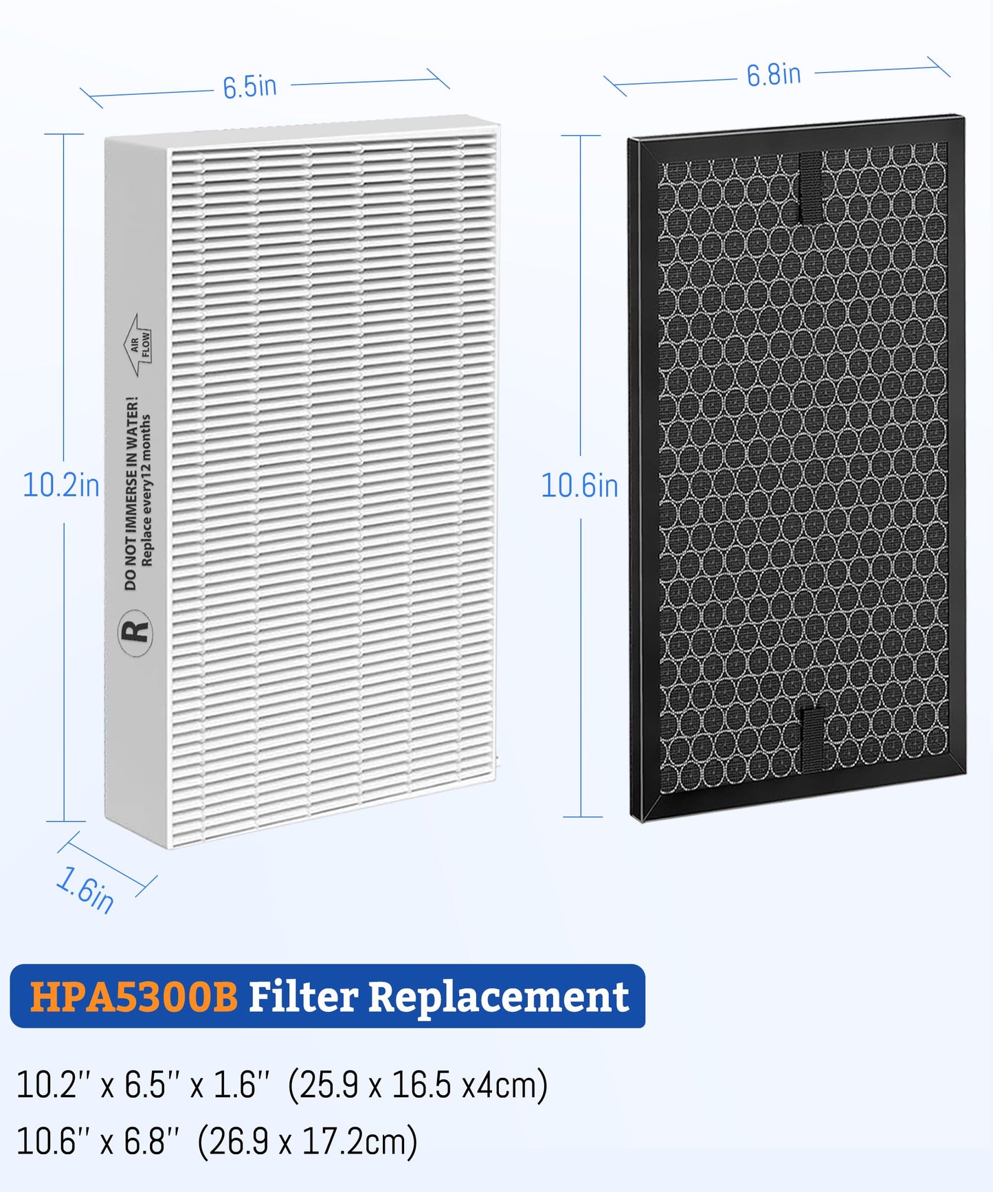 Breshair HPA5300B True HEPA Replacement Filter Compatible with Air Purifiers HPA5300B HPA5350 HPA3300, 3 R HEPA, 3 S Carbon and 4 A Pre-Filter, Part# HRF-R3, HRFSC1, HRF-A300 & HRF-ARVP300
