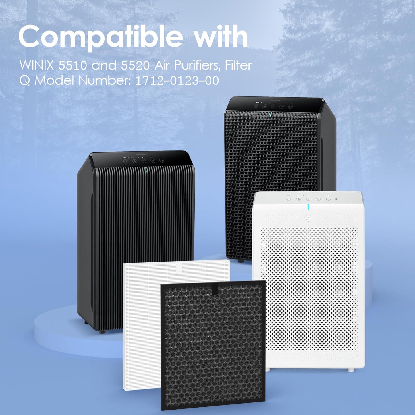 GoKBNY 3-Set 5510/5520/5530 Replacement Filter Q, Compatible with Winix 5510, 5520 and 5530 Air Purifiers, Part Number 1712-0123-00