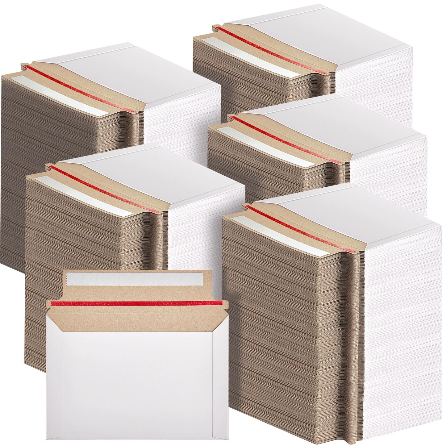 Affrolling 200 Pcs Rigid Photo Mailers with Self-adhesive Cardboard Card Shipping Envelopes Bulk for Document (6.5 x 4.5 Inch,White)