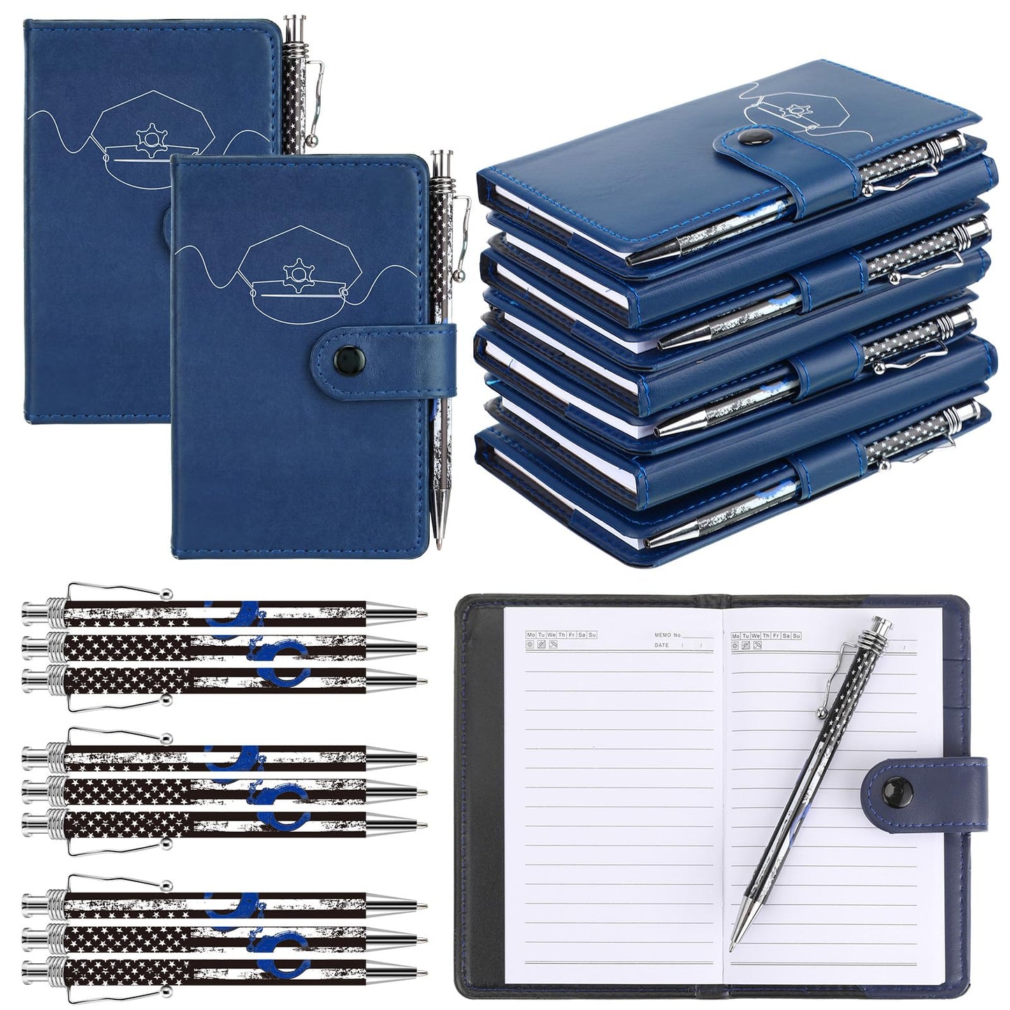 Ctosree 20 Sets Police Gifts Pocket Leather Notebooks with Handcuff Pens for Police Academy Graduation Gifts Appreciation Week Law Enforcement Officer Supplies Accessories