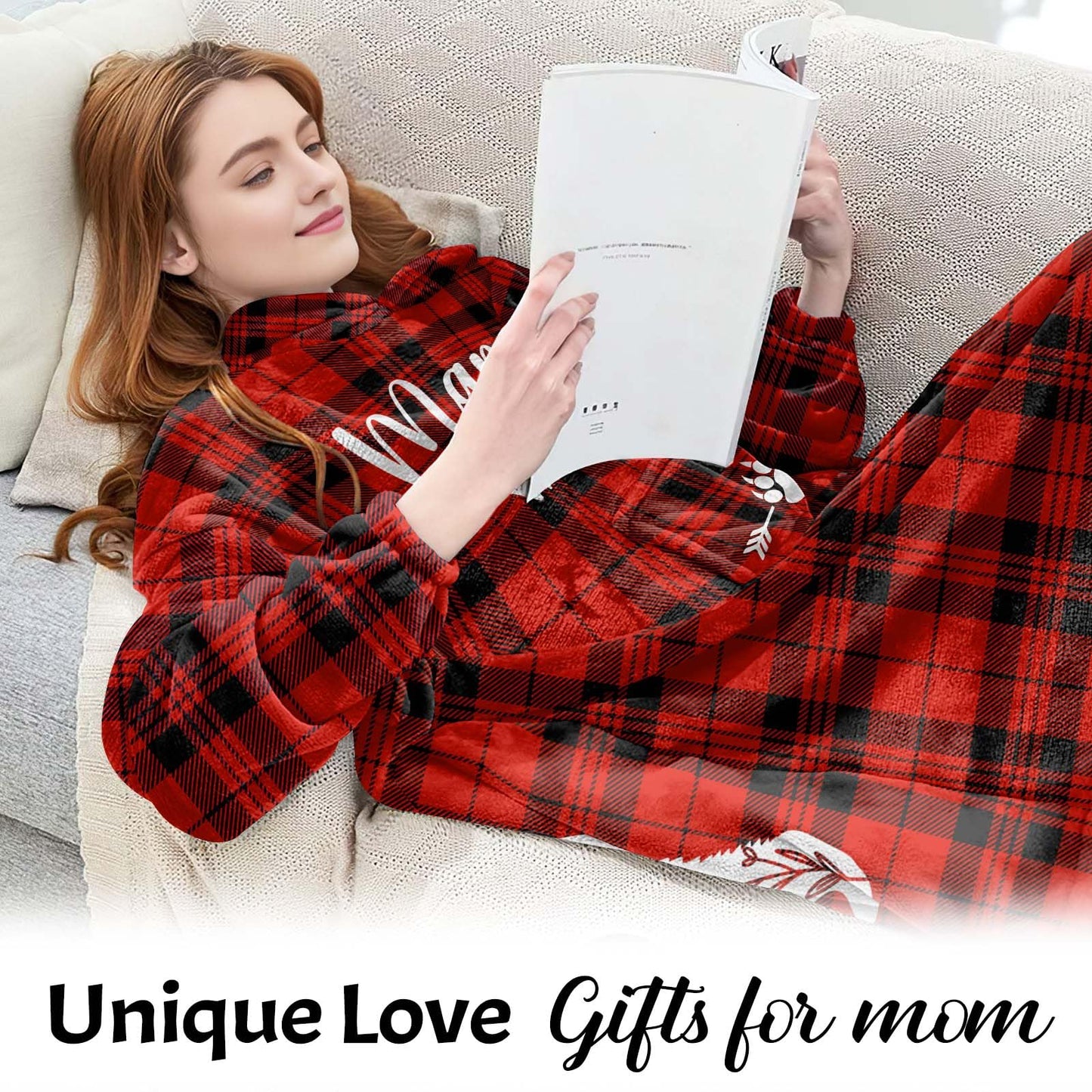 Gifts for Mom Bear Wearable Blanket Hoodie - Mom Christmas Birthday Gifts from Daughter Son - Love You Mama for Mothers Day Blanket