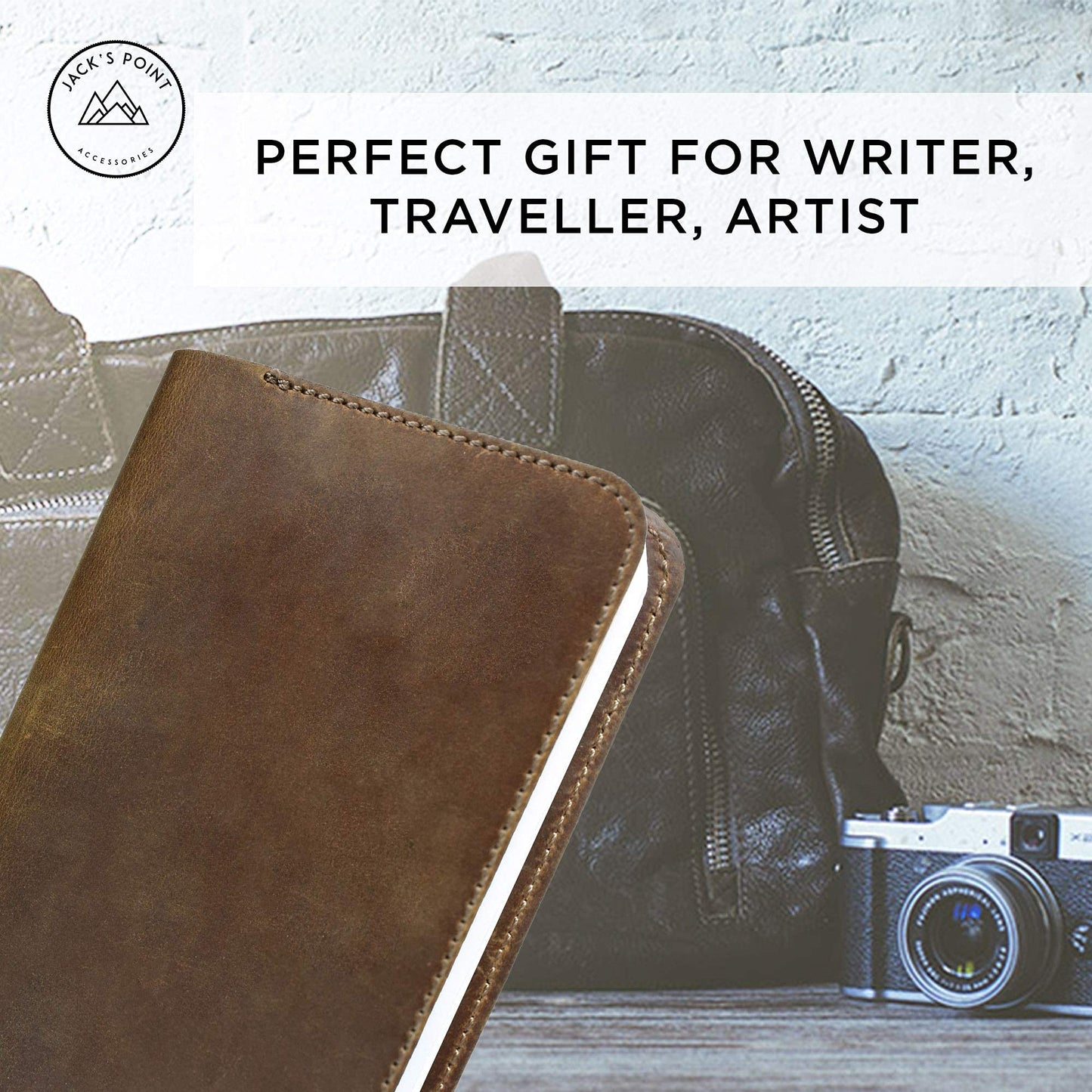 Jack's Point Leather Field Notes Cover for Memo - Pocket Sized Notebook, fits 3.5” x 5.5” Notebooks, Hand Stitched Brown Real Top Grain Leather, Multiple Pockets for Extra Functionality
