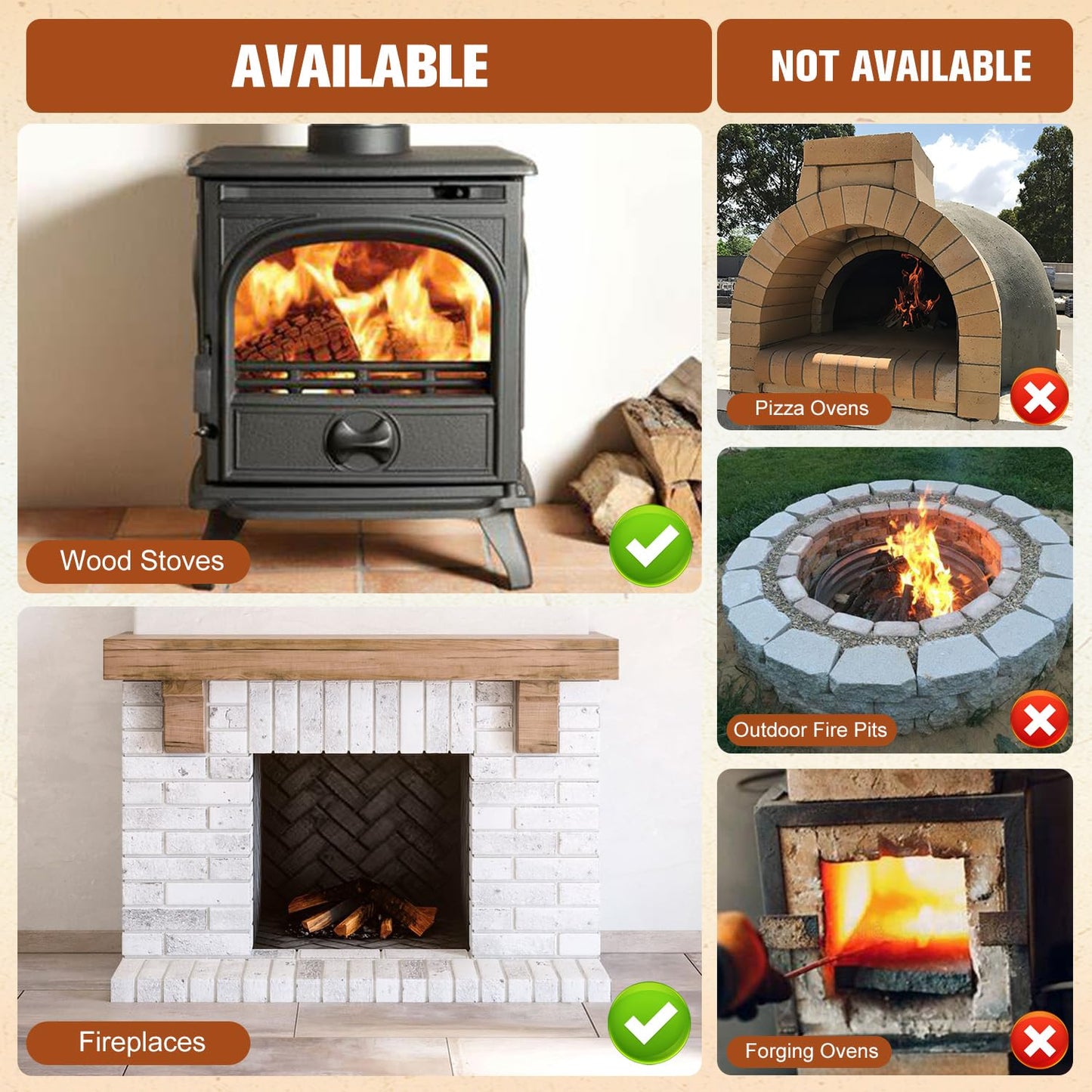 Fire Bricks, FireBrick, High Temperature Insulated Firebricks for Wood Stoves, Fireplaces, Size 9" X 4-1/2" X 1-1/4", Pack of 12, Wood Stove Bricks, Fireplace Brick
