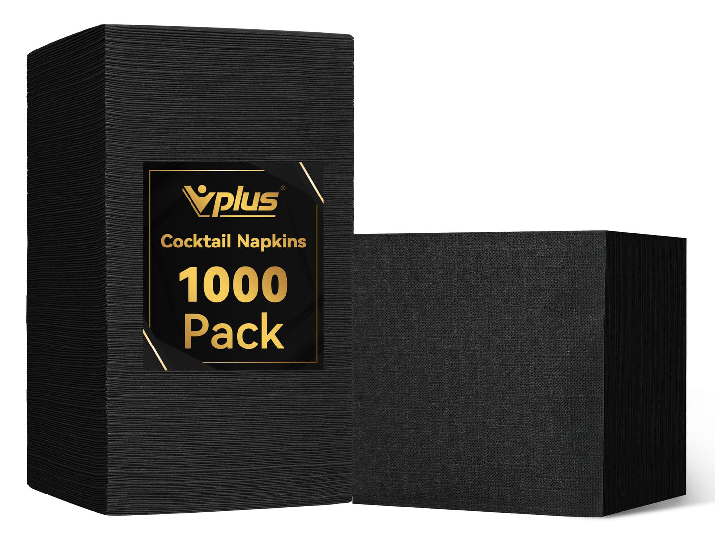 Vplus 1000 Pack Black Cocktail Napkins, Elegant Beverage Napkins, 3-Ply Disposable Paper Napkins 4.9x4.9 inch, Perfect for Restaurant, Bar, Party, Wedding, Dessert Napkins