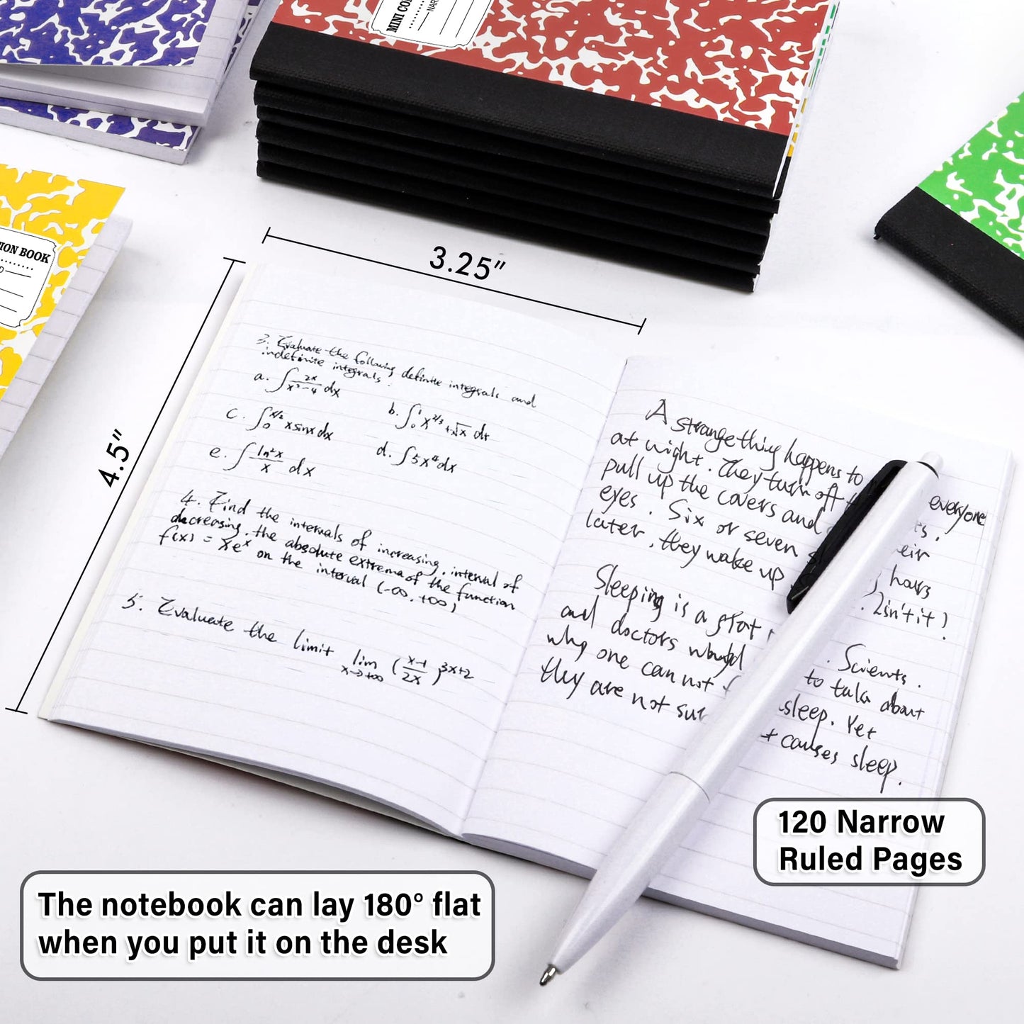 feela 90 Pack Mini Composition Notebook Bulk, Cute Pocket Composition Note Pad, Small Journal Notebooks for Students College School Supplies, 4.5" X 3.25", Narrow Ruled, 5 Marble Covers