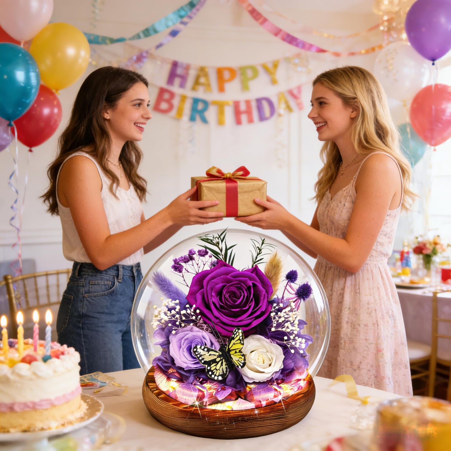Purple Rose Birthday Gifts for Women | Forever Rose Graduation Gift for Her | Gift for Mom Grandma Sister Daughter Wife Birthday | Fresh Flowers for Delivery Prime Real Flowers in Glass Dome