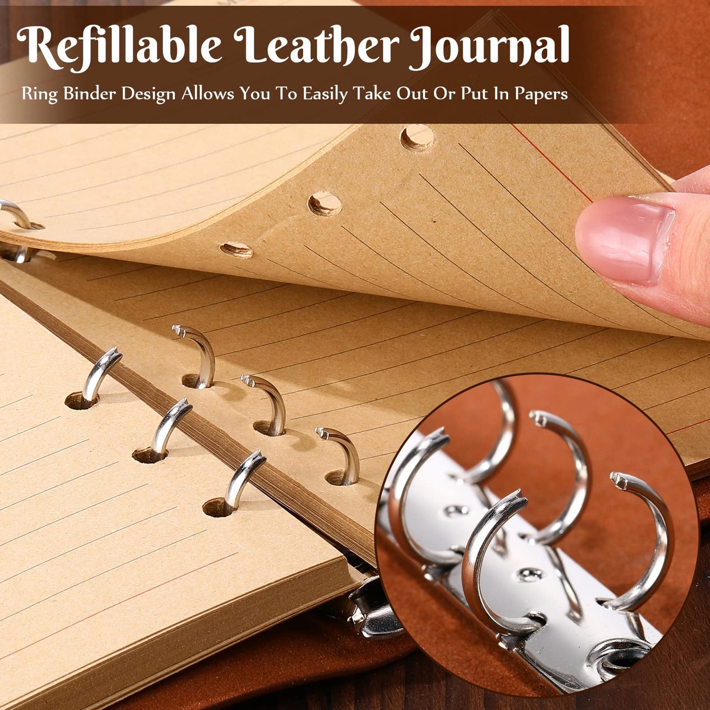 Teling 10 Pieces PU Leather Journal Tree Vintage Refillable Notebook Travel Journal Rustic Bound Diary Daily Writing Notepad with Lined Pages Gifts for Men Women(A6, 5'' x 7'')