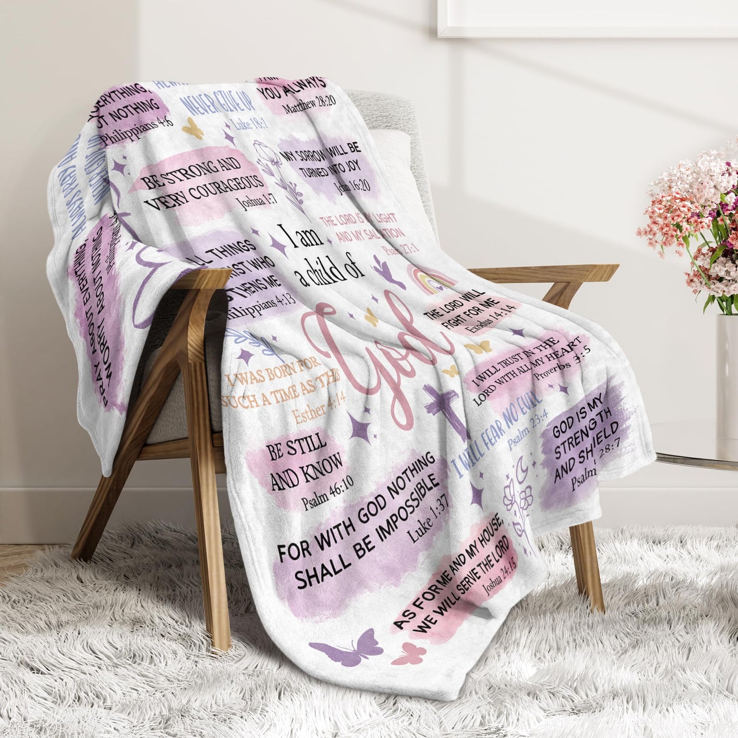 Encoink Baptism Gifts for Girl, I Am a Child of God Blanket, Teen Girl Gifts Trendy Stuff, Christian Birthday Gifts for Teen Girls, Women Confirmation & First Communion Gifts for Girls(50 * 60)