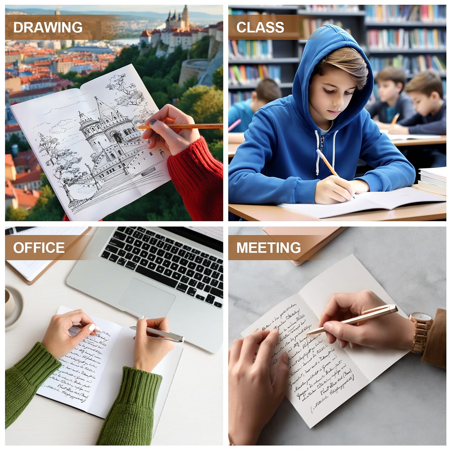 YGPHO 60PCS A5 Blank Kraft Notebooks Bulk, 8.3x5.5inch Unlined Paper Composition Notebook, 60 Pages Travel Journal Notebook Set for Work, School, Student,Kids and Writing