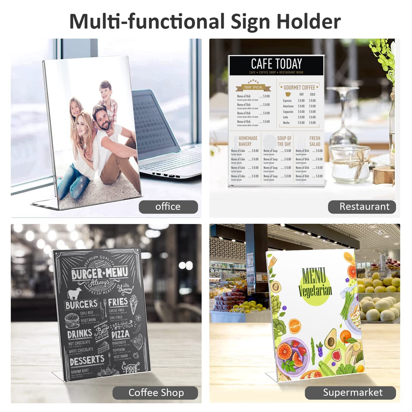 Ludery 8.5x11 Inches Acrylic Sign Slant Back Holder, Plastic Display Stand,Brochure Holder, Table Top Sign Holder For Office, Home, Store, Restaurant(12pack)
