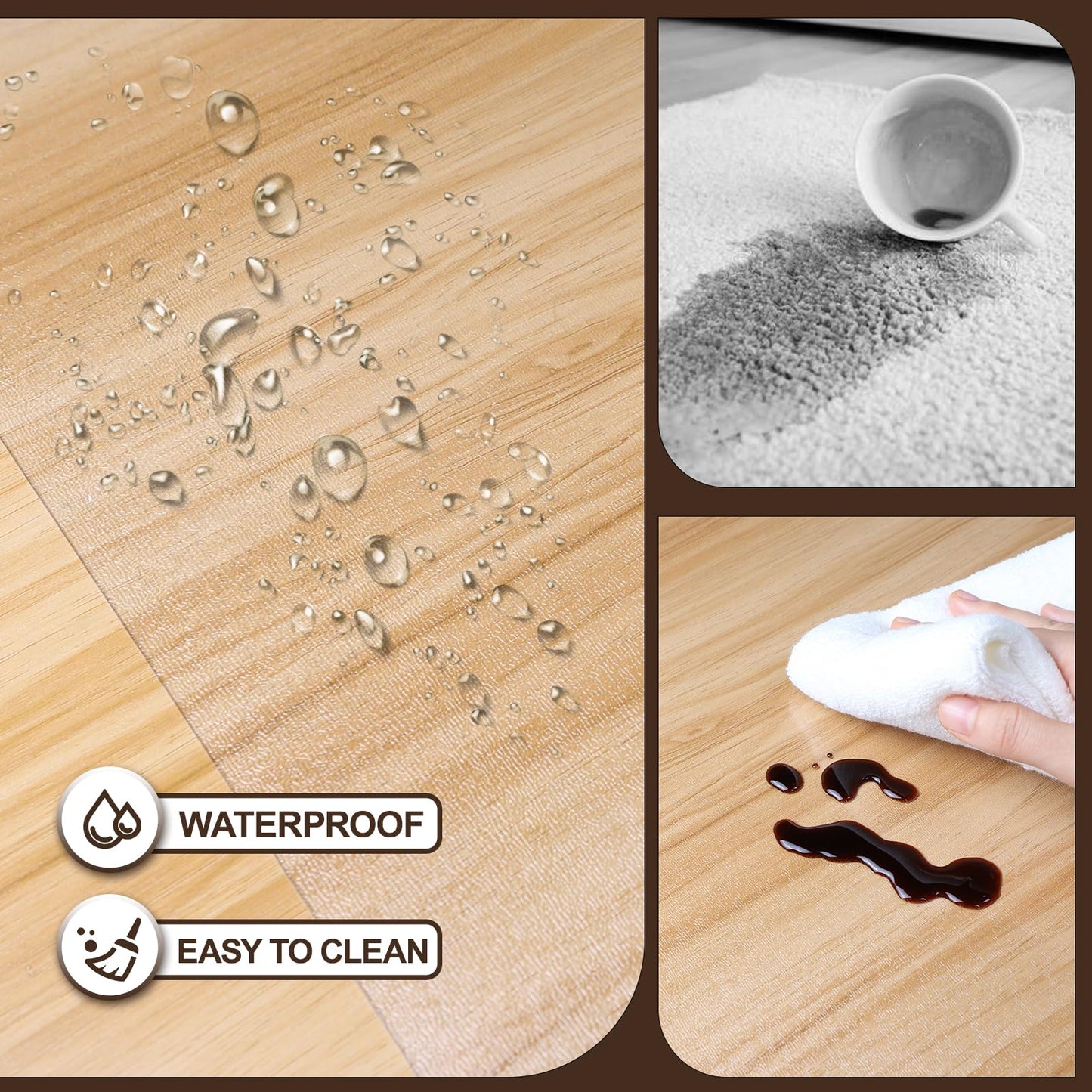 Clear Office Chair Mat, 36"x48" No Slip Vinyl Desk Chair Mat for Hard Floors, 2mm Thick Heavy-Duty Computer Floor Mat, Waterproof Rolling Chair Floor Protector for Home Office