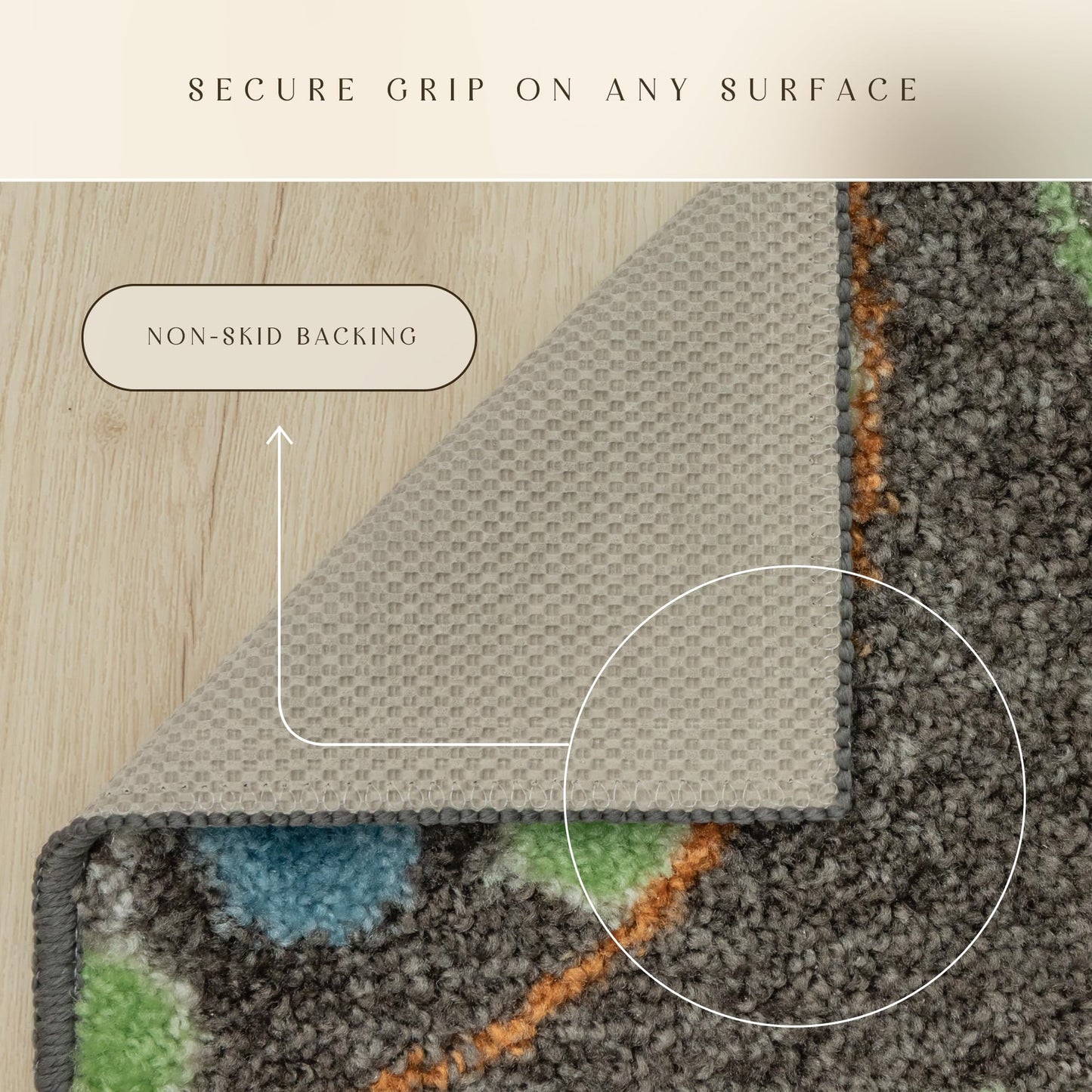 Maples Rugs Reggie Floral Kitchen Rug - Made in USA - Washable, Non Slip Indoor Carpet for Entryway, Foyer, Kitchen, and Bathroom, 2'6 x 3'10, Dark Grey