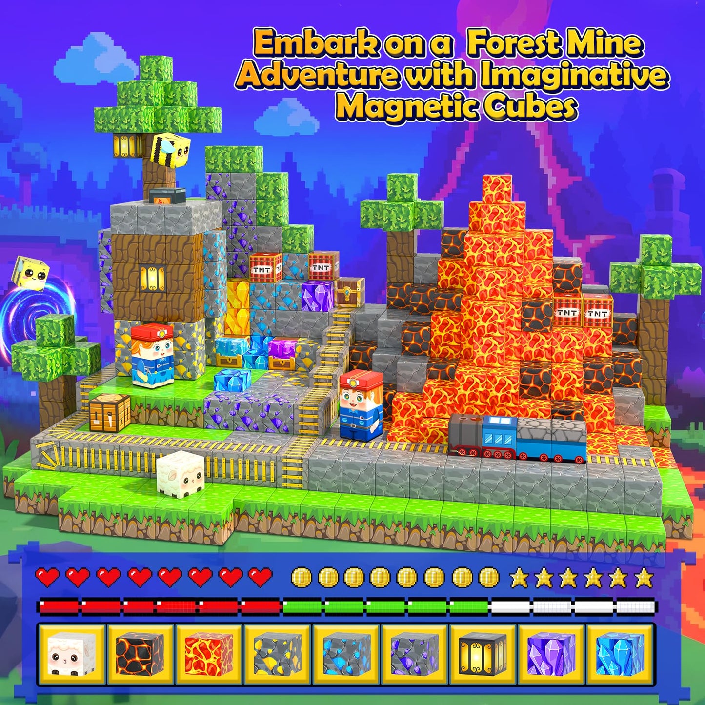 150PCS Magnetic Blocks - Build Mine Magnet World Kids Building Blocks with Magnet Board for 3 4 5 6 7 8 9 10 Year Old Boys & Girls Magnetic Tiles STEM Sensory Outdoor Toys for Kids Ages 4-8 5-7