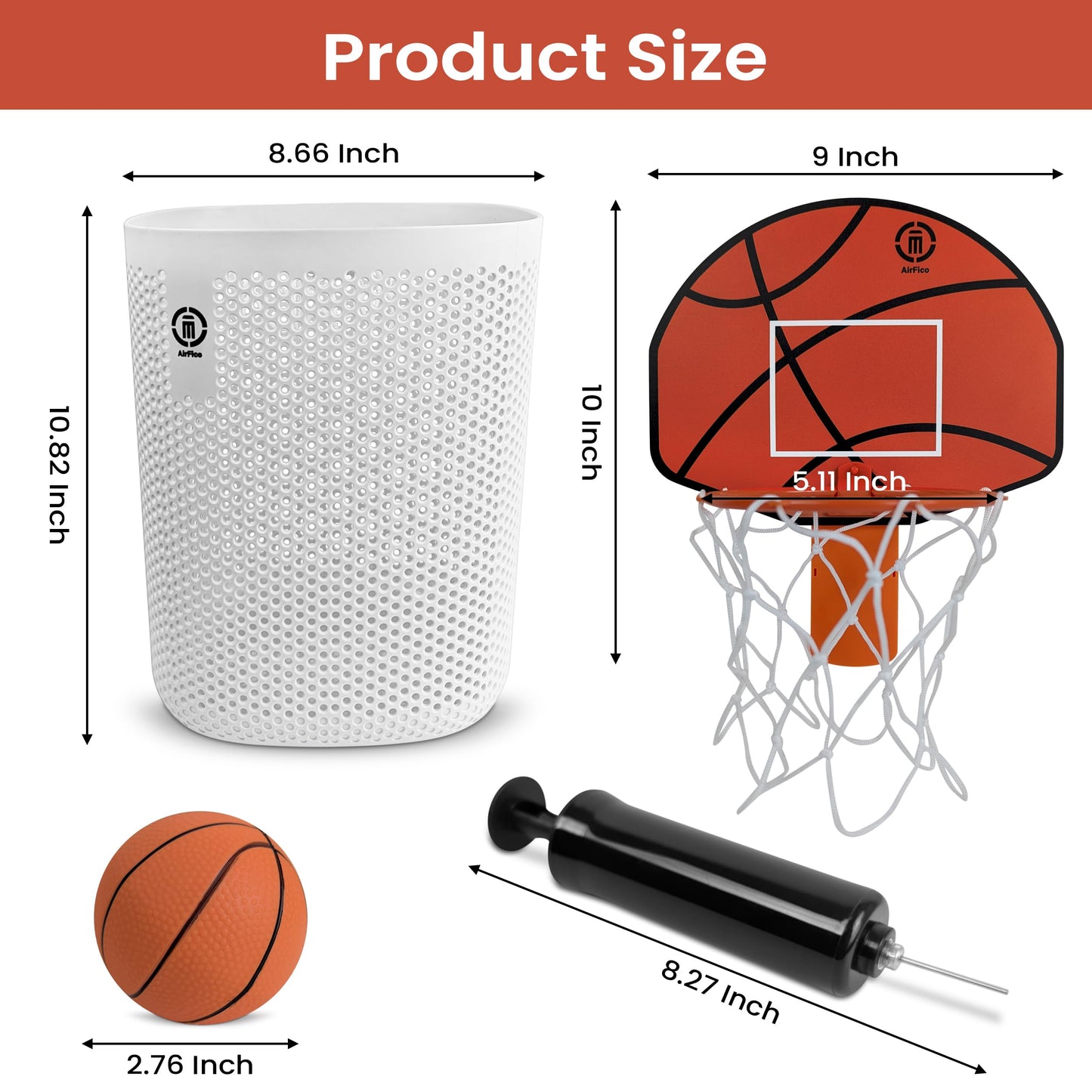Basketball Trash Can Complete Set – Perfect Basketball Hoop Trash Can, Fun Indoor Kids Trash Can and Unique Basketball Birthday Gift