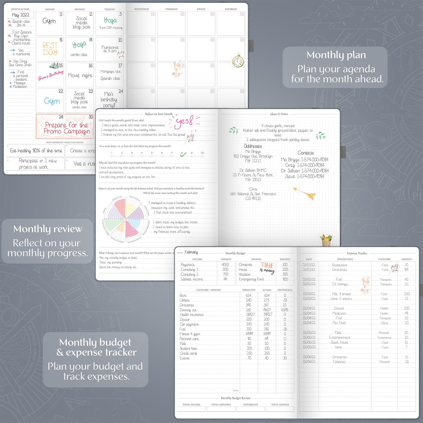 Legend Hourly Planner PRO Premium – Undated Schedule Planner with Time Slots – Weekly, Monthly & Daily Personal Organizer, A4 (Mystic Grey)